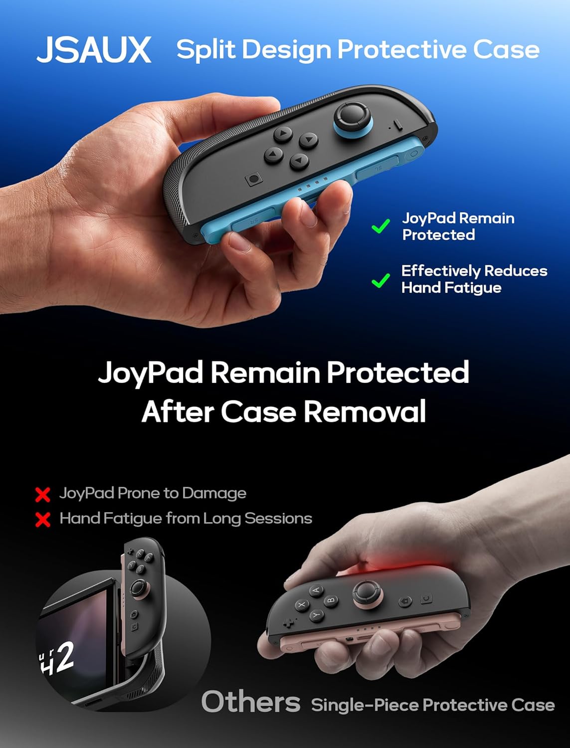 Thumbnail 5 de JSAUX Coque de protection séparée Switch 2 (cadre TPU + couvercle PC) avec rangement 10 cartes