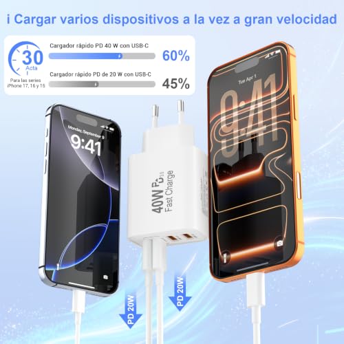 Thumbnail 5 de BSTOEM Cargador USB-C 40W 4 Puertos - 2x USB-C y 2x USB-A (2Pack)