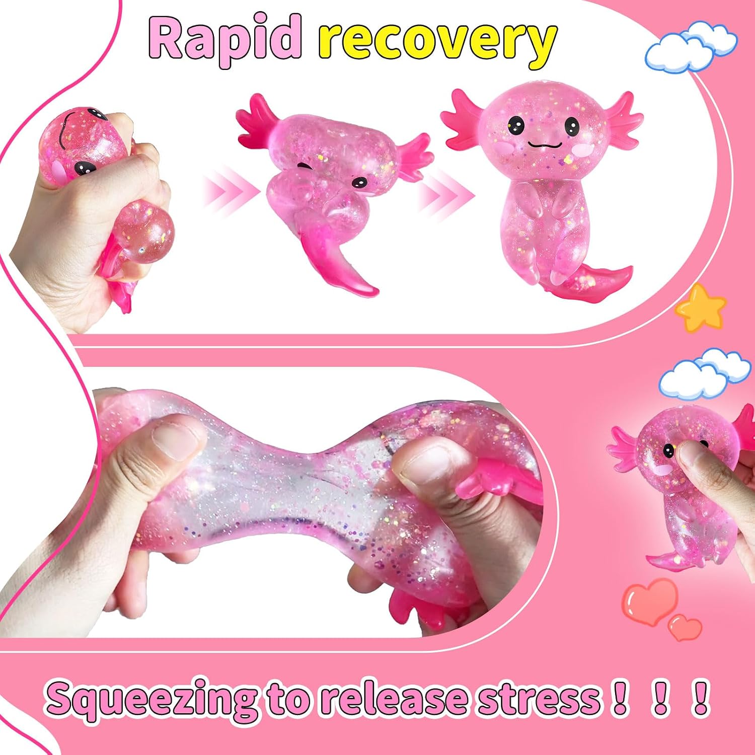 Detalle de coroto Axolotl Squishy Stress Relief Toy, 2-Pack Silicone Fidget Toys