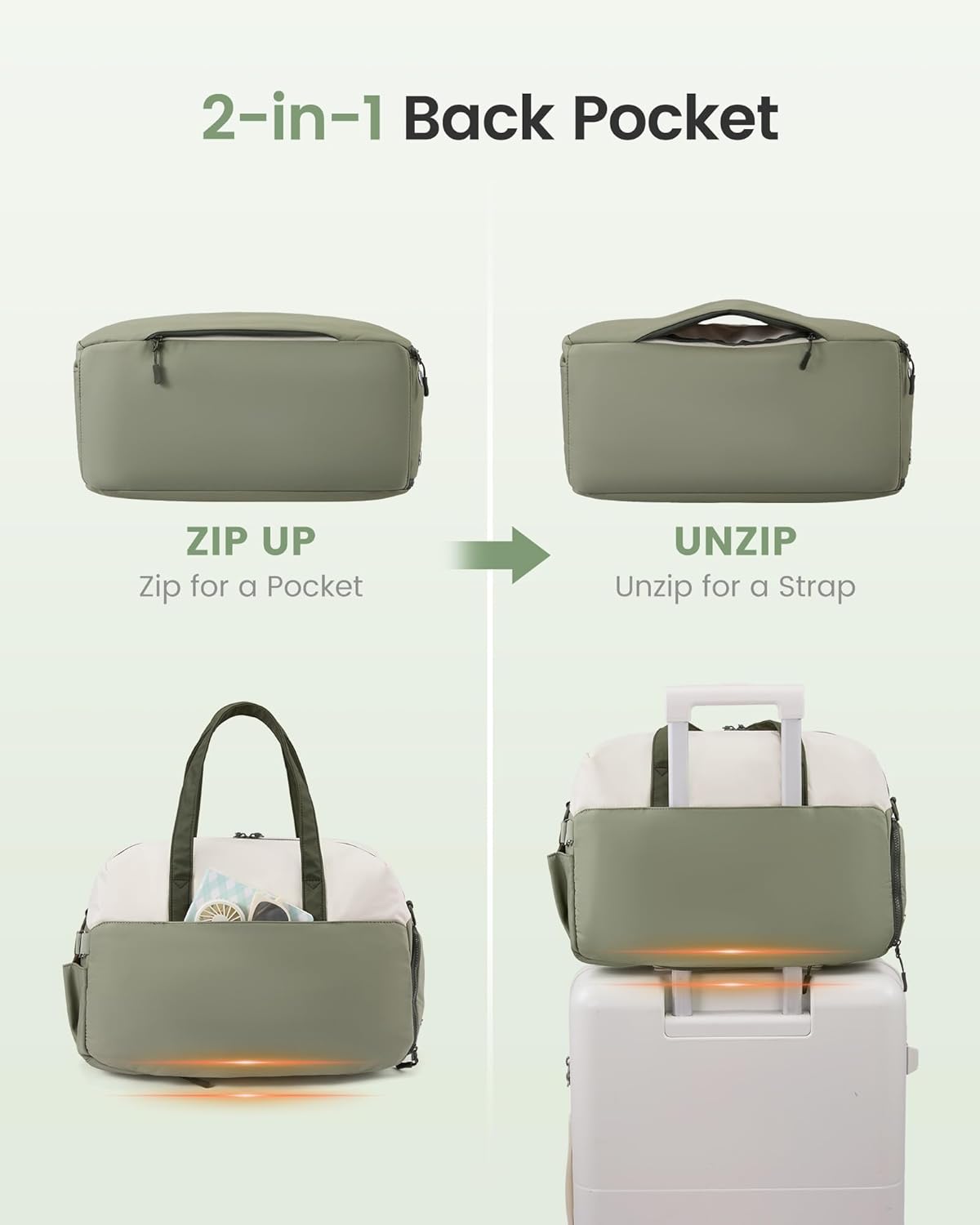 Detalle de LOVEVOOK Sporttasche/Weekender Klein Damen mit Schuhfach – handgepäck-tauglich 43×19×33 cm