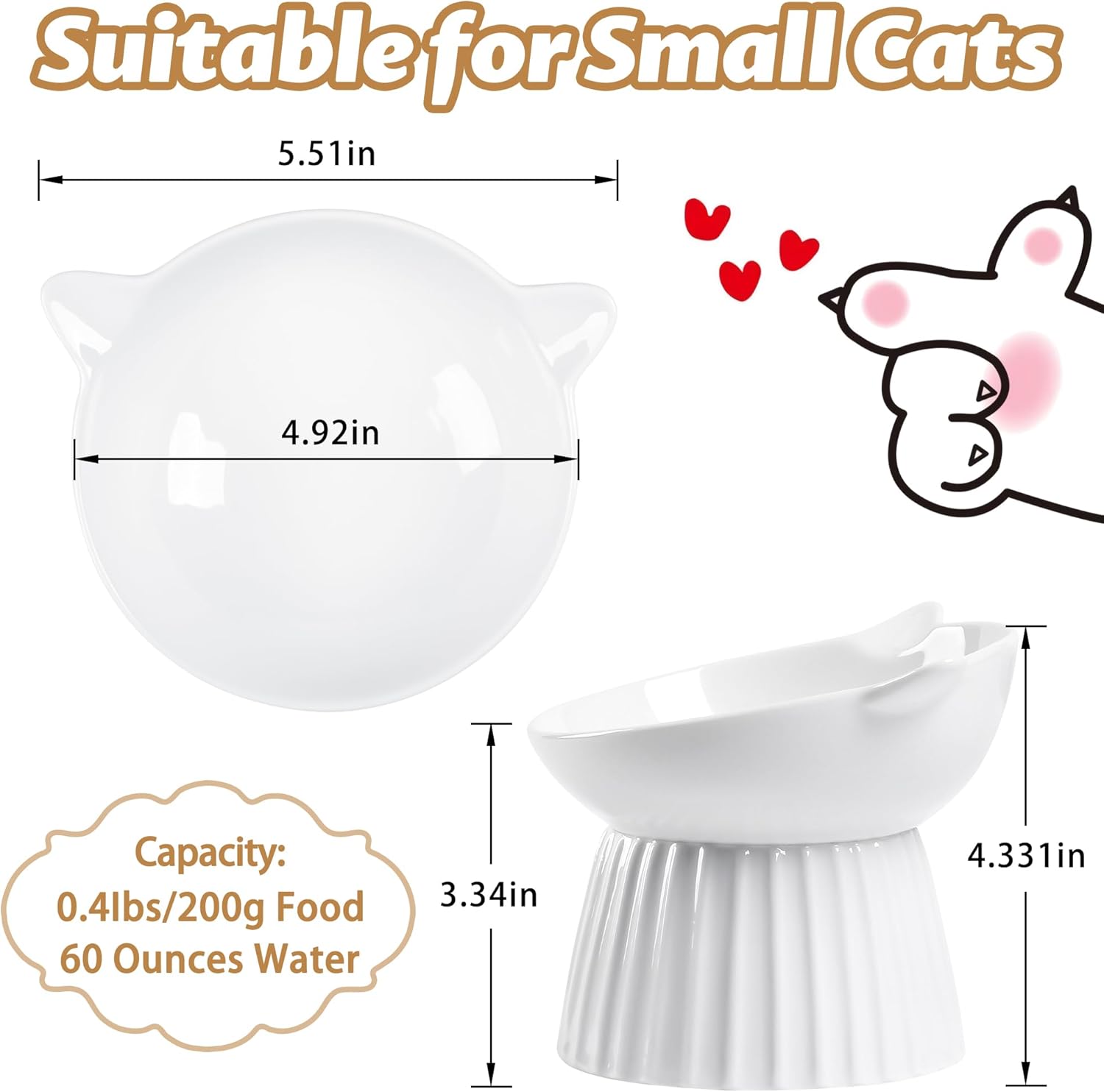 Detalle 2 de Elevated Cat Bowls 5in Tilted Ceramic