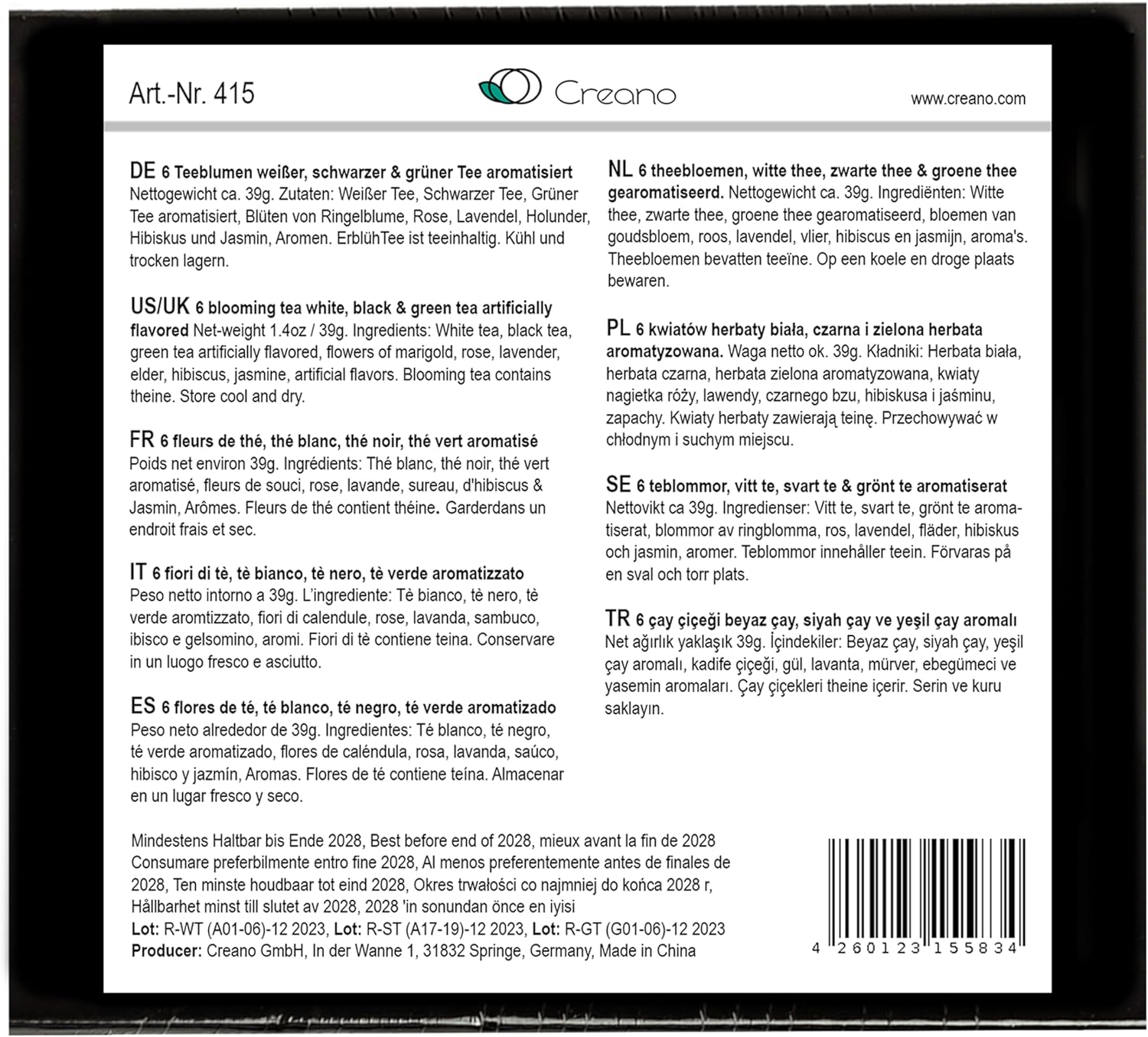 Thumbnail 5 de Creano 6 Flores de Té 🍵 Caja Magnética con Relieve Plata