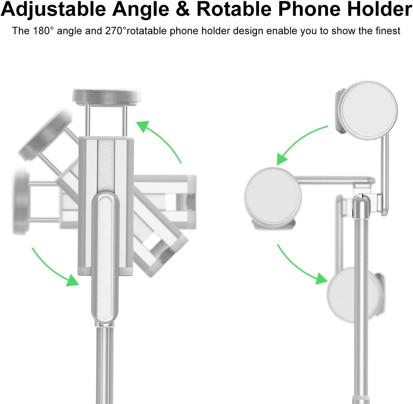 Detalle de ATUMTEK Selfie Stick Tripod 3-in-1 with Detachable Bluetooth Remote (Extendable Aluminium, White)