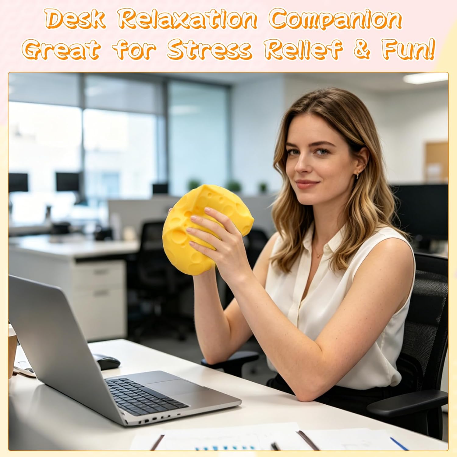 Thumbnail 6 de IKKAB Big Cheese Squishy Stress Ball, 3.9-Inch BPA-Free TPR, Slow Rebound