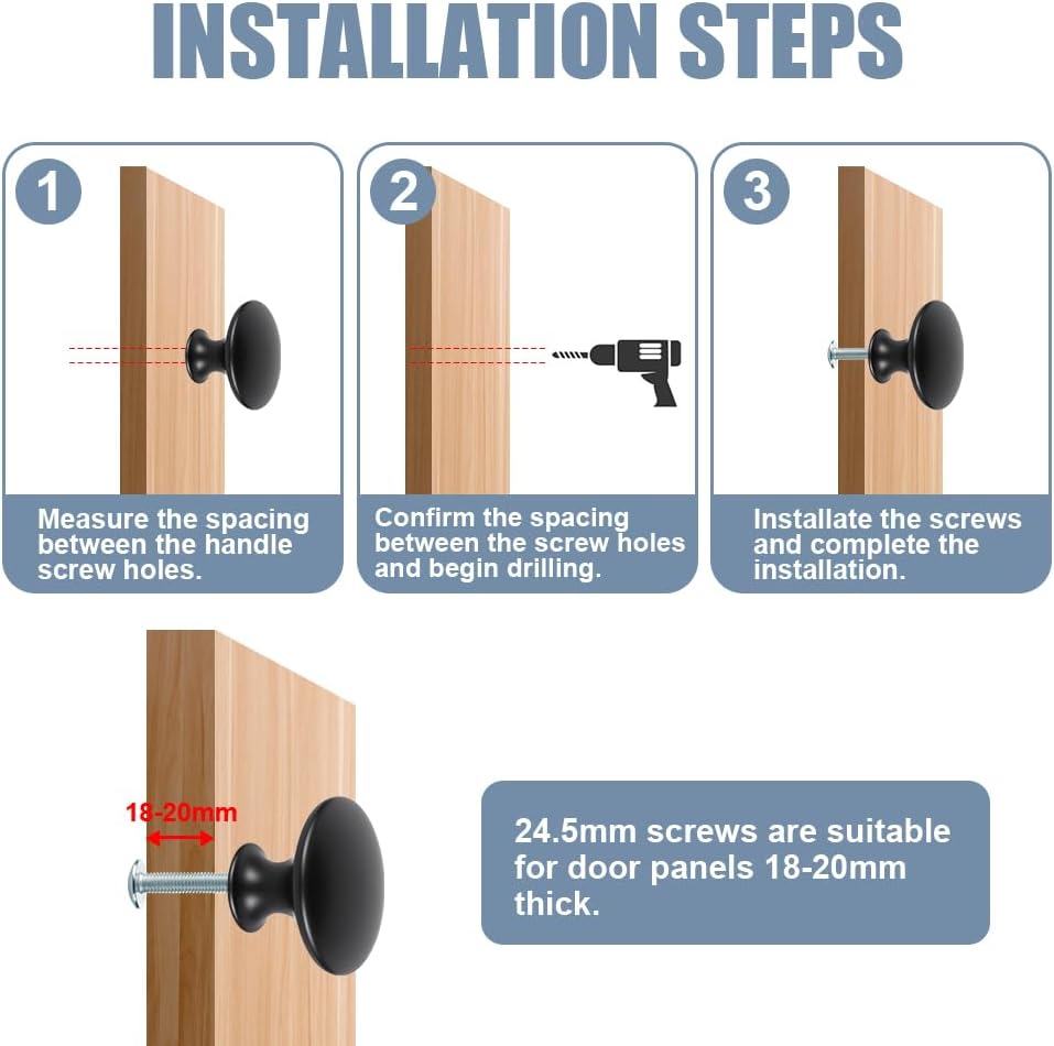 Detalle 2 de OSDUE P2-CTBSBLACKW251017-FBA möbelknoppar, 12-pack, svarta, 30 mm