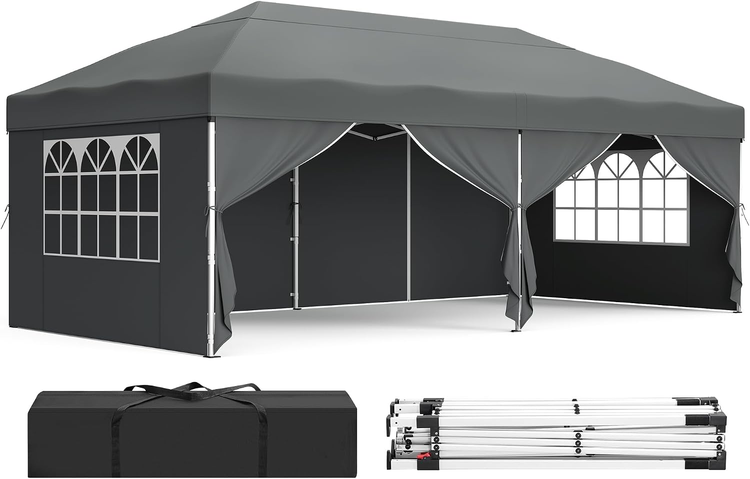 Thumbnail 6 de SONGMICS Pavillon 3 x 3 m (GCT104GZ01) mit Seitenwänden – faltbar & transportabel, dunkelgrau