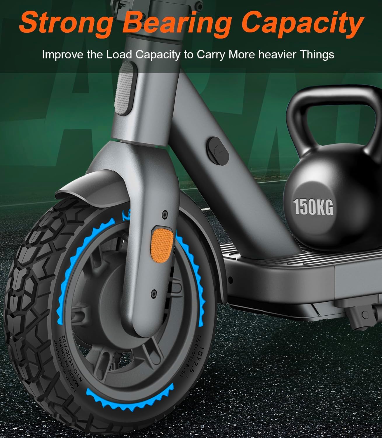 Detalle de BANGTING 2PCS 60/70-6.5 E Scooter Reifen Tubeless – Vollgummi 10x2.50, pannensicher (Blau) für Ninebot G30-Serie und Xiaomi 5/5 Pro/5 Max