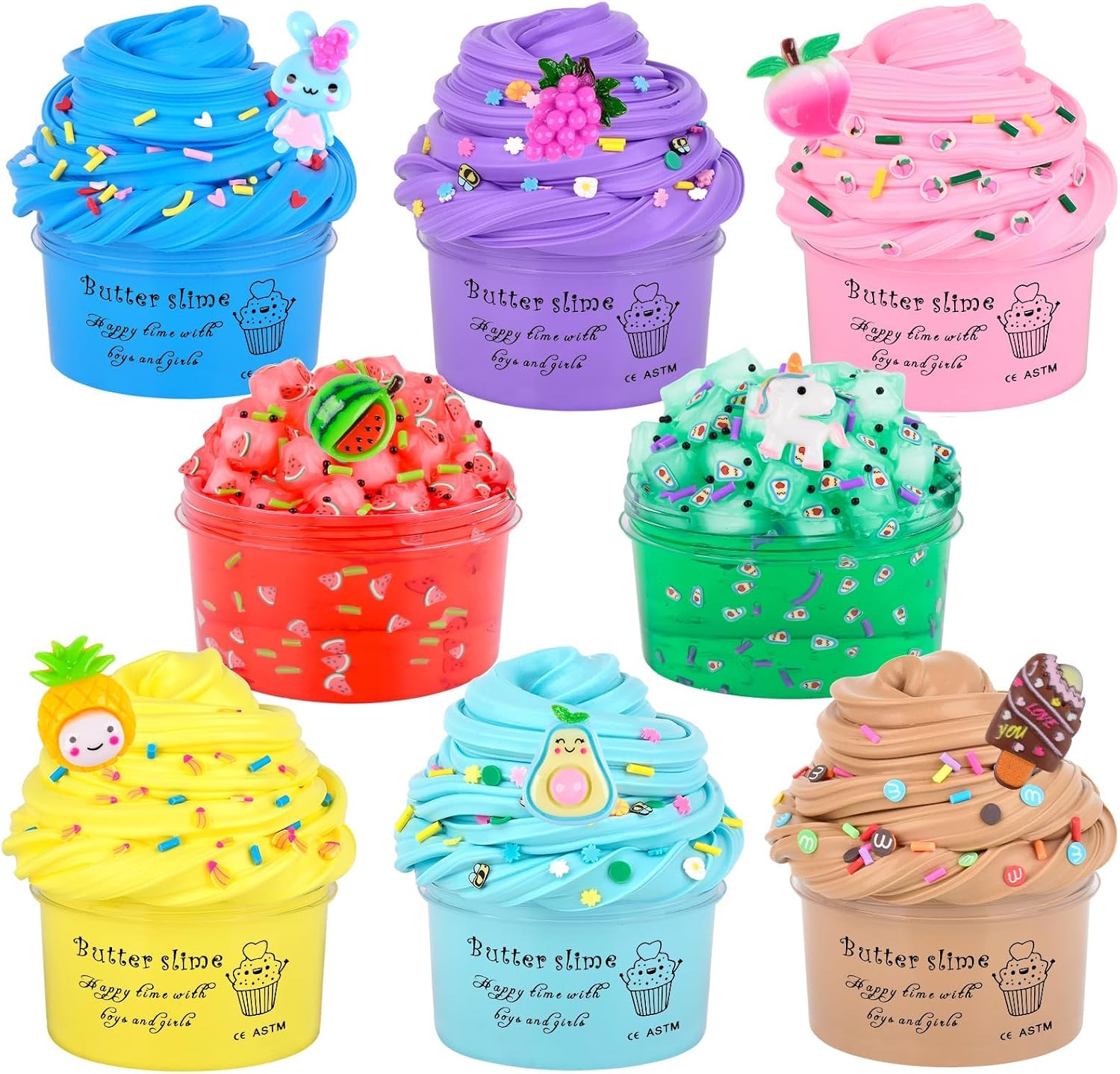 Thumbnail 6 de 8-Piece Slime Kit: 6 Cloud Slimes & 2 Crystal Clear Slimes with Charms