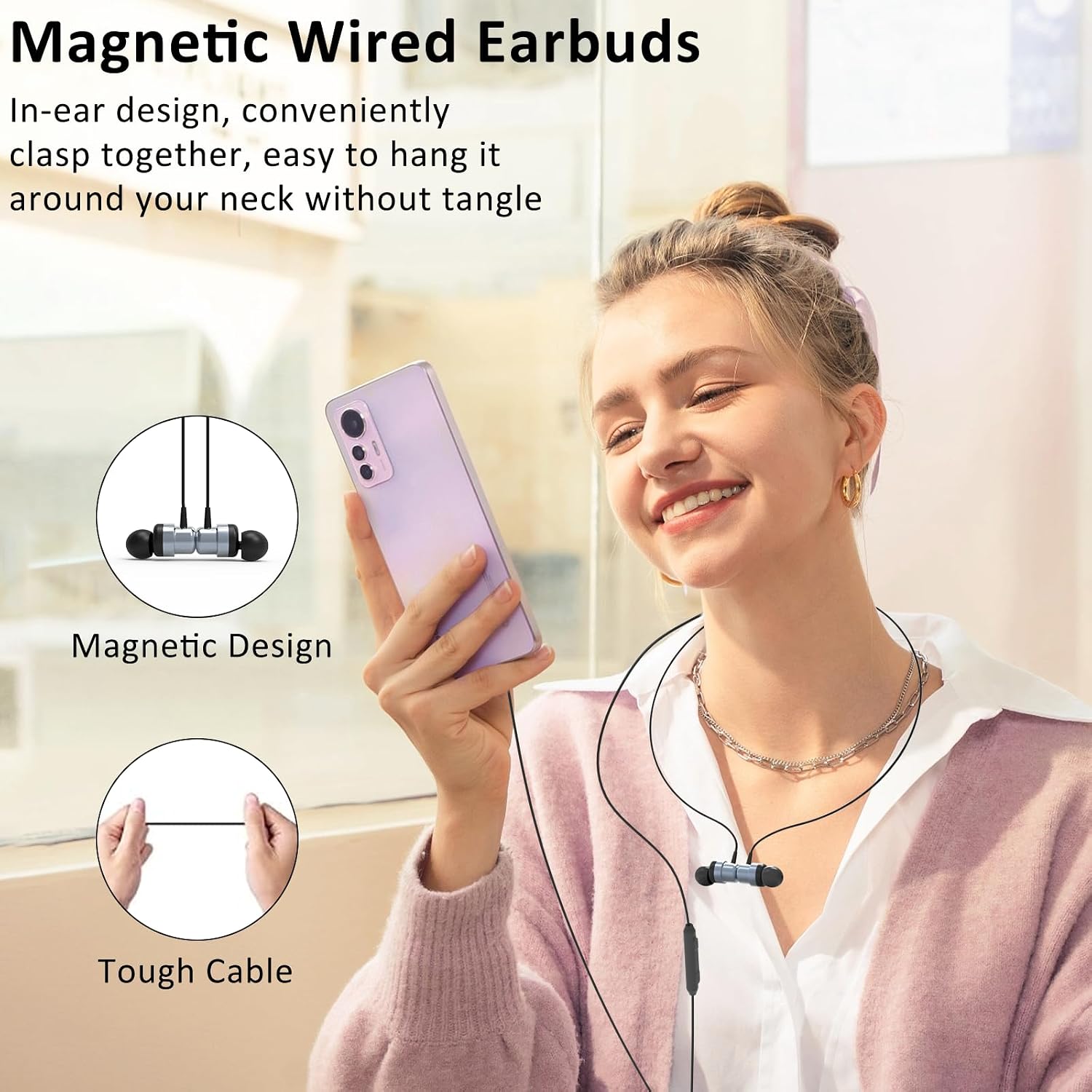 Detalle de Ruilezyo USB-C Kopfhörer Graues, In-Ear mit Mikrofon – umfassende Kompatibilität & kompakter Klang