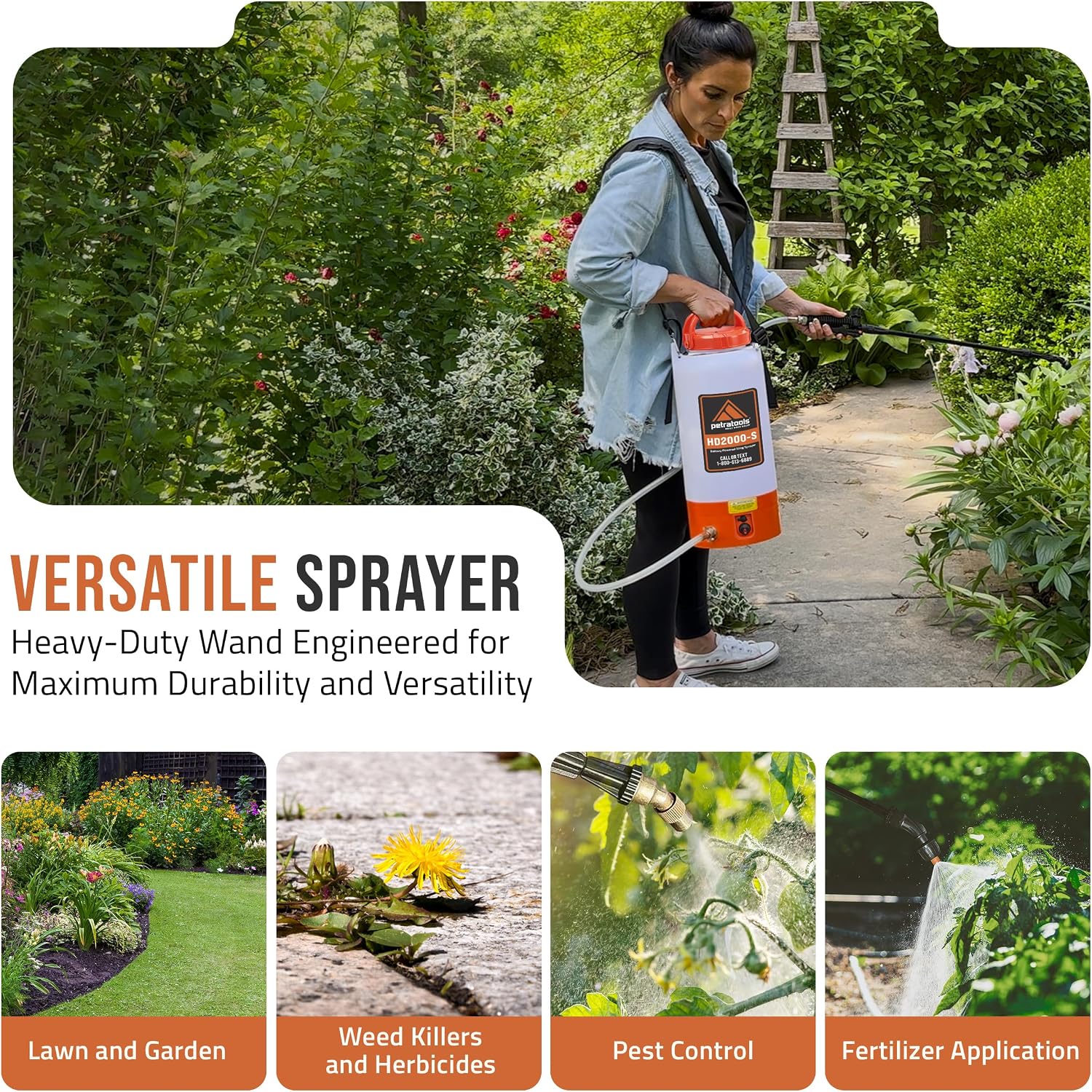 Detalle de PetraTools Battery-Powered Garden Sprayer 2 Gallon
