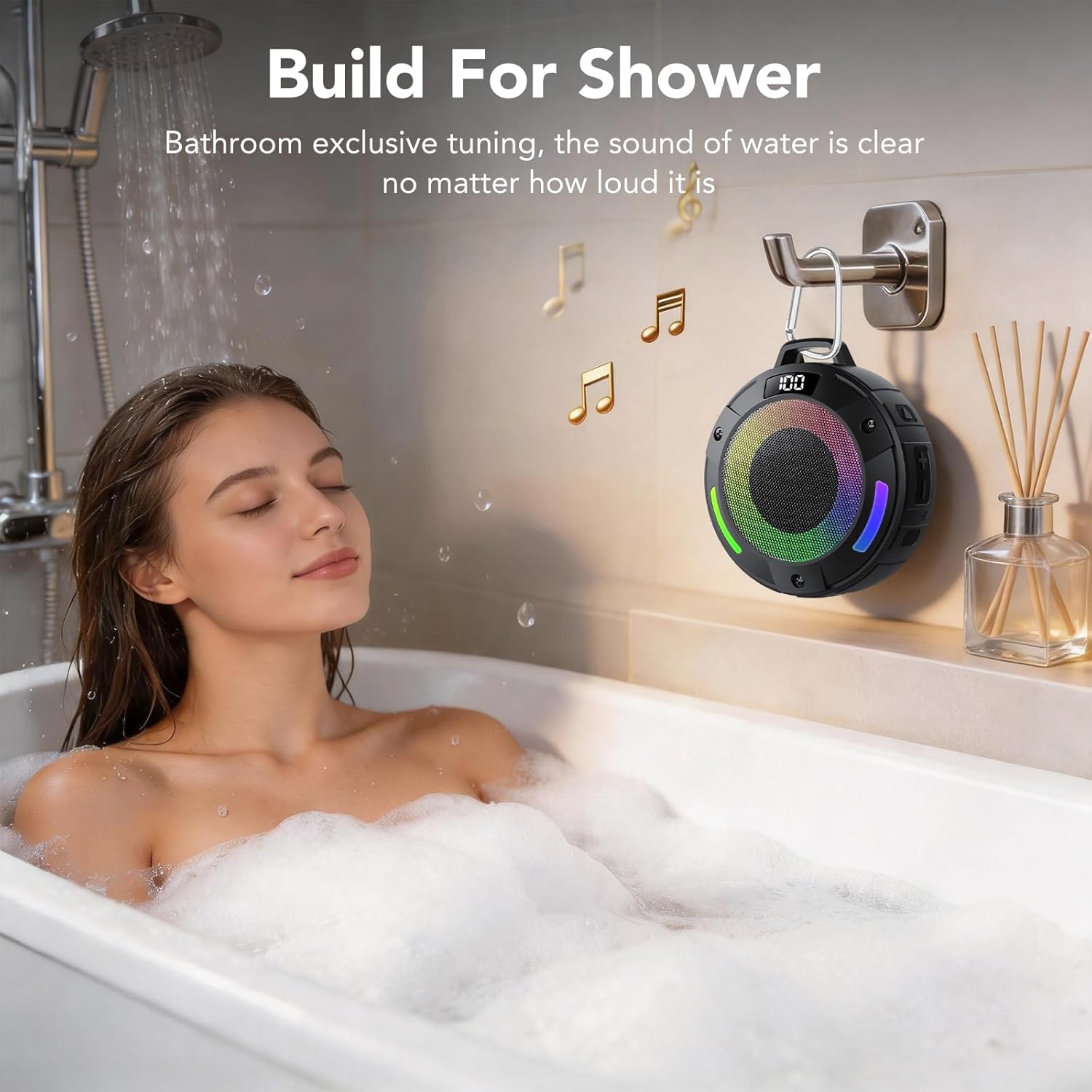 Thumbnail 4 de Bluetooth Speaker, 2026 Portable Wireless Shower Speaker with Detachable Hook