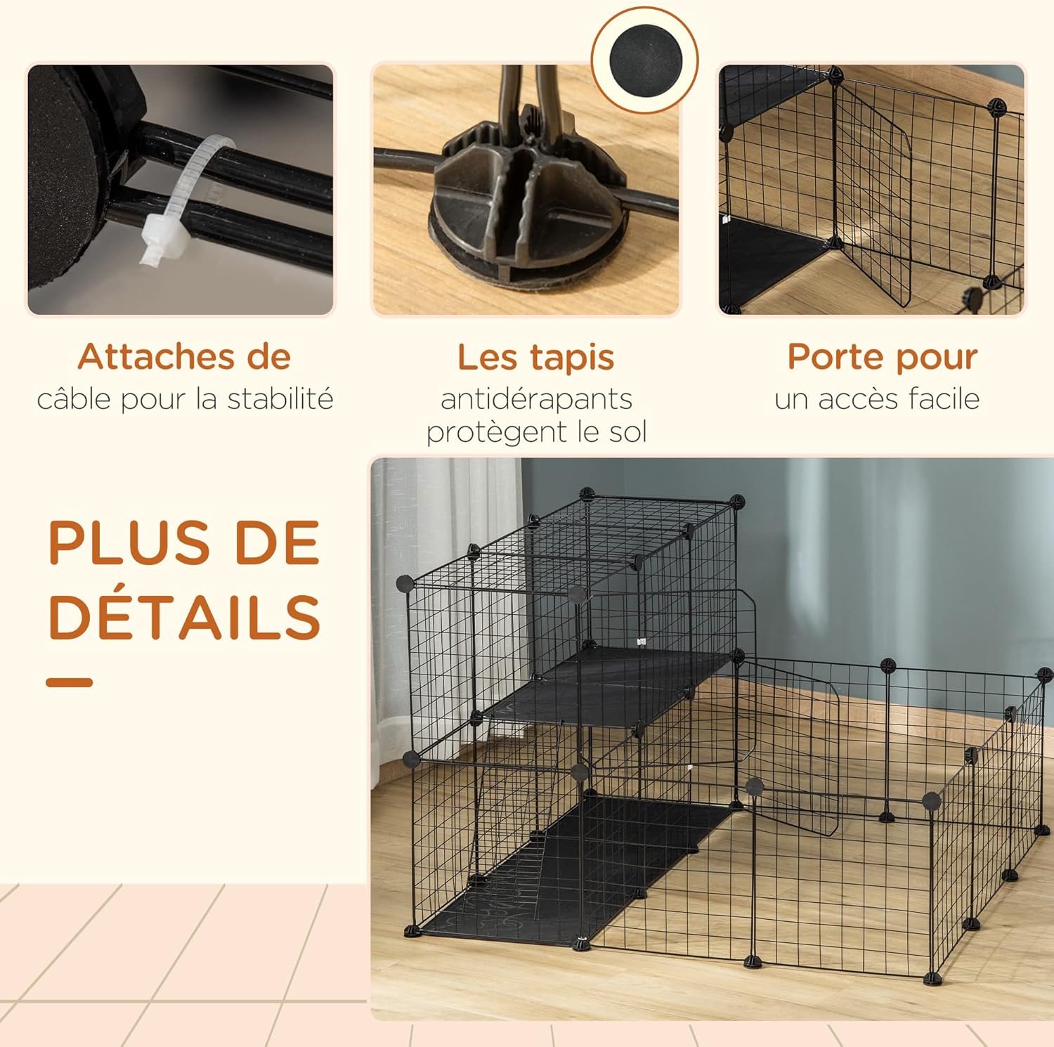 Thumbnail 5 de PawHut Parc Modulable pour Petits Animaux – 24 Panneaux Noir, enclosure pour chiots et lapins