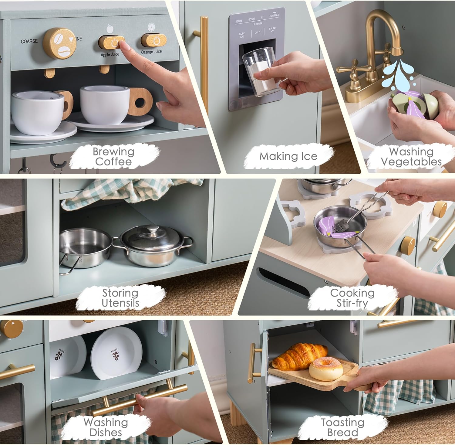 Thumbnail 6 de ROBOTIME Play Kitchen Wooden Pretend Set for Kids 🎎