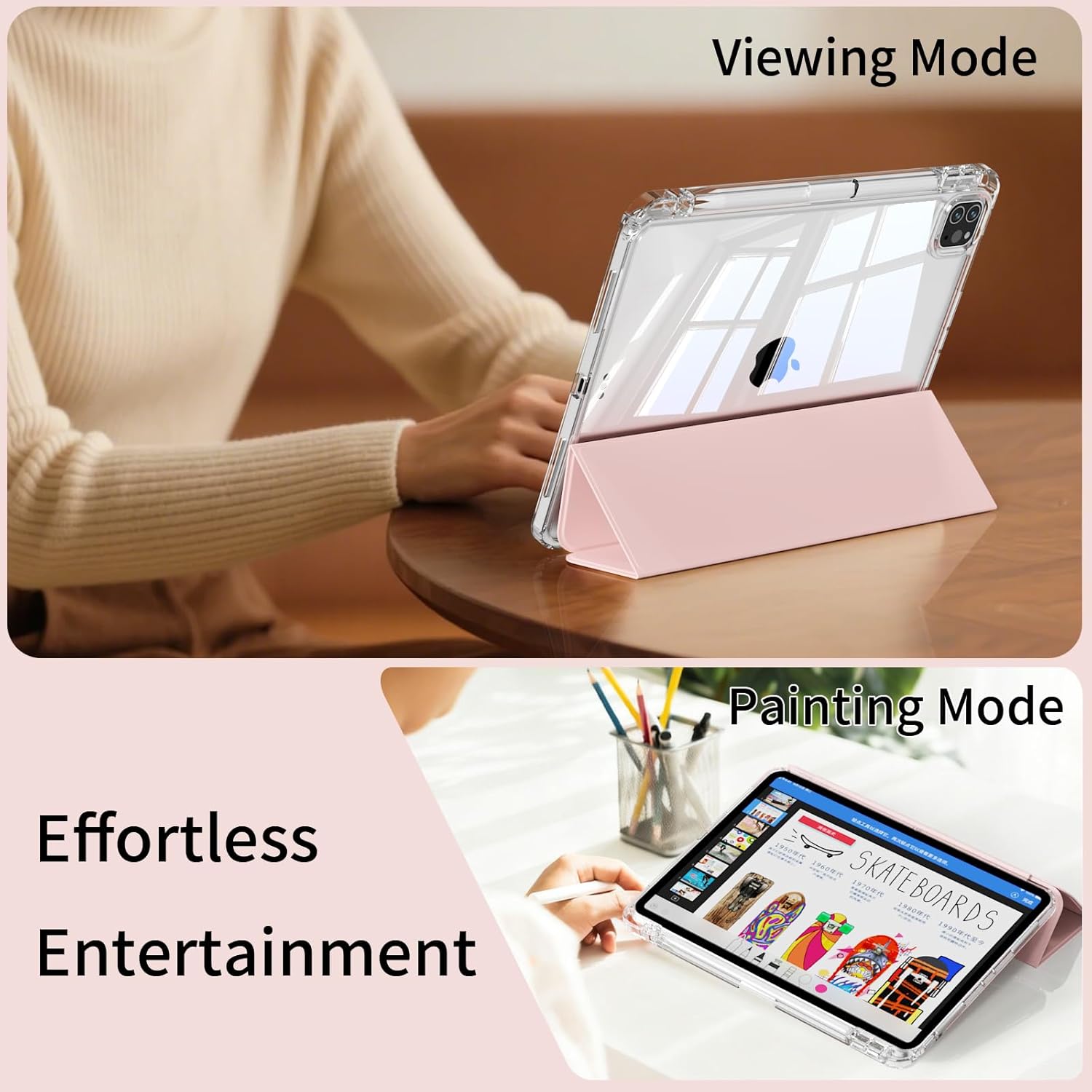 Thumbnail 1 de KTGGHG Clear Case for iPad Air 13 Inch M4/M3/M2 & iPad Pro 12.9 Inch 6th/5th Gen – Pink