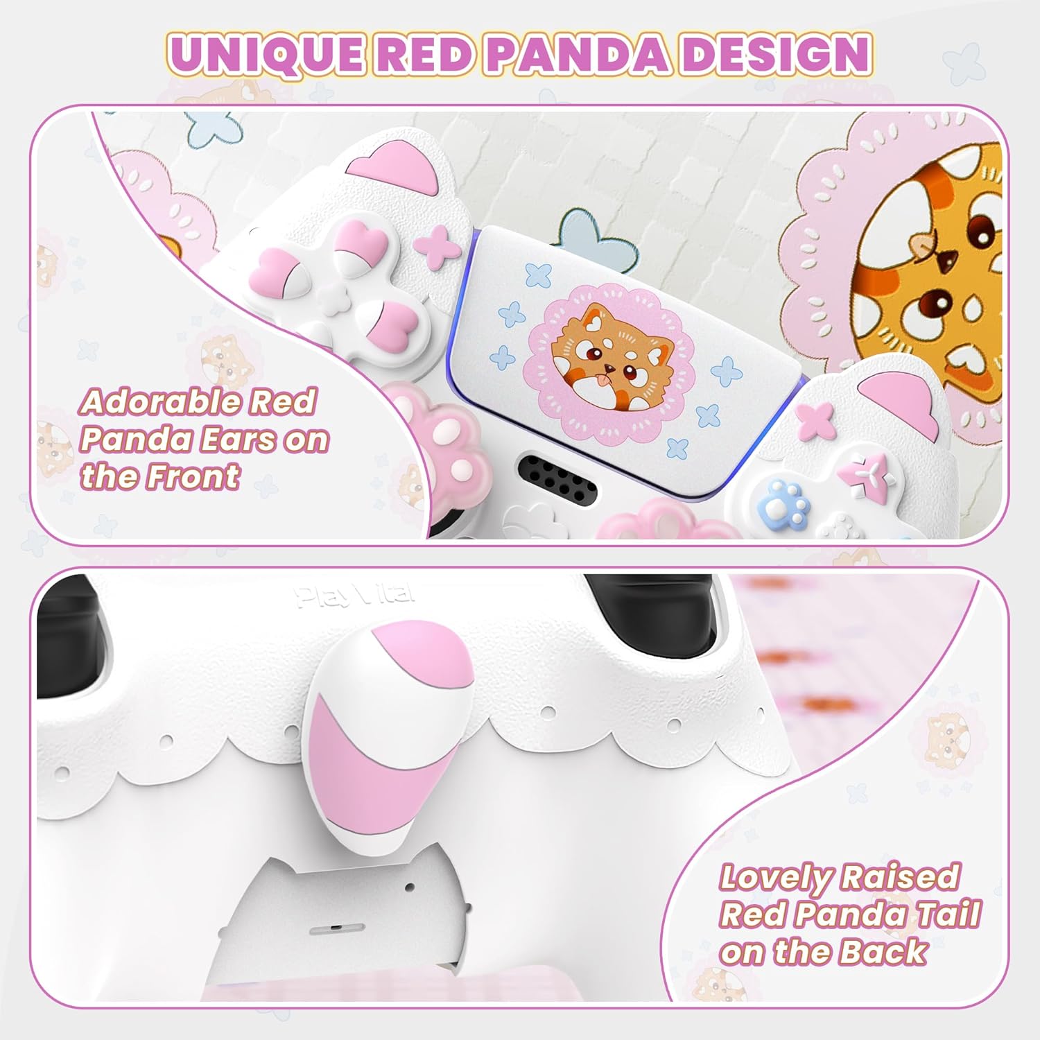 Detalle 2 de PlayVital Cute Spring Lesser Panda PS5 controller cover