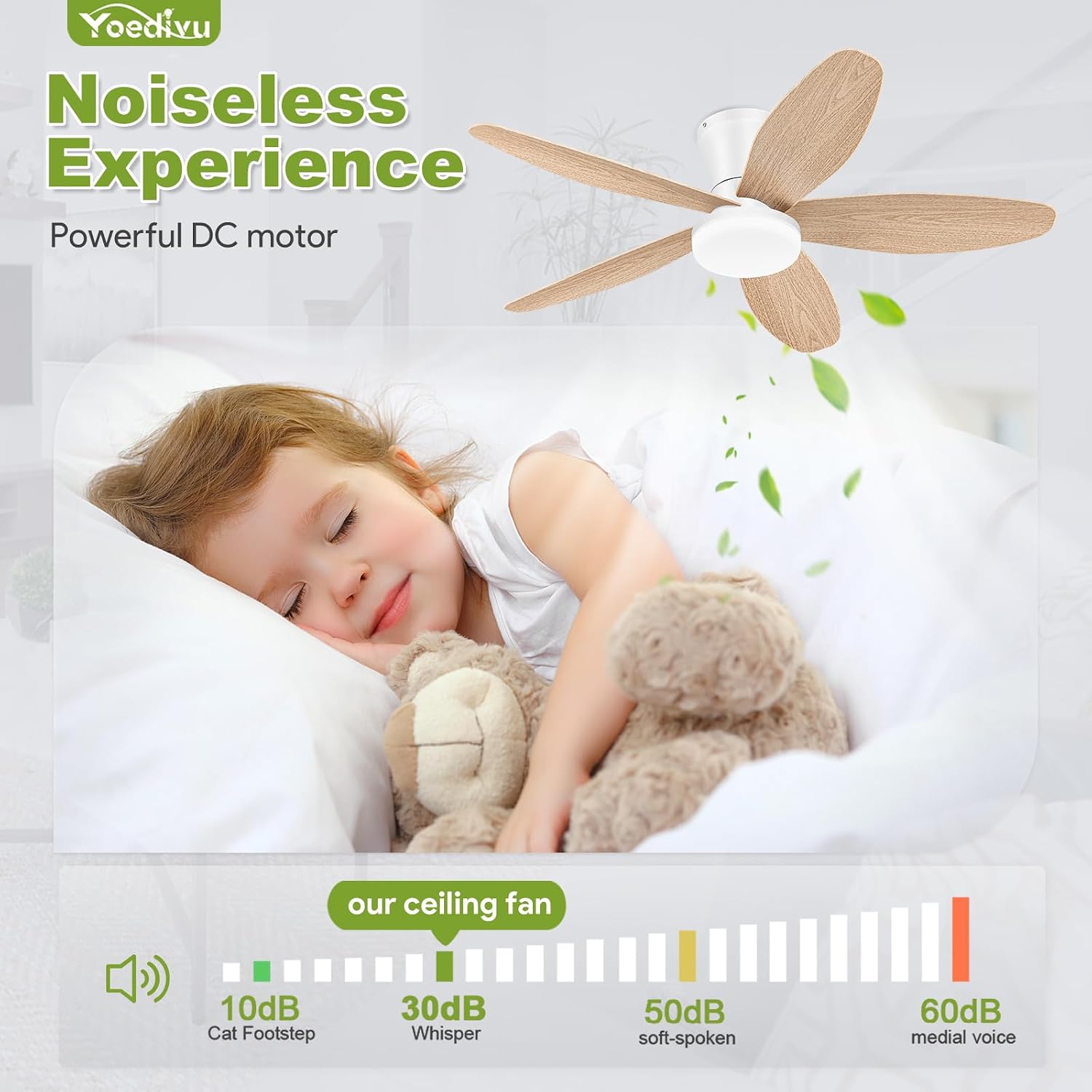Detalle 2 de Yoedivu CEILING FAN-011 42-Inch Ceiling Fan with Light, 6 Speeds
