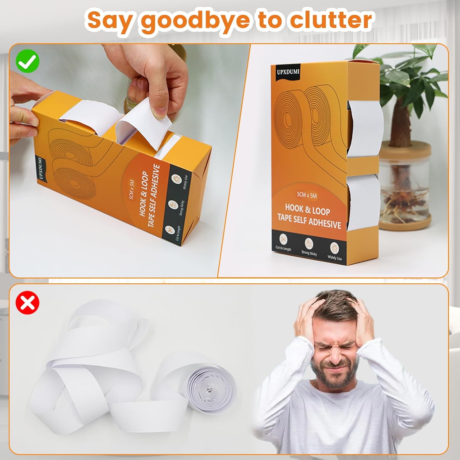Thumbnail 2 de UPXDUMI Hook and Loop Tape 50mm x 5m: Strong, Reusable Double-Sided Adhesive Strips for Everyday Fixes