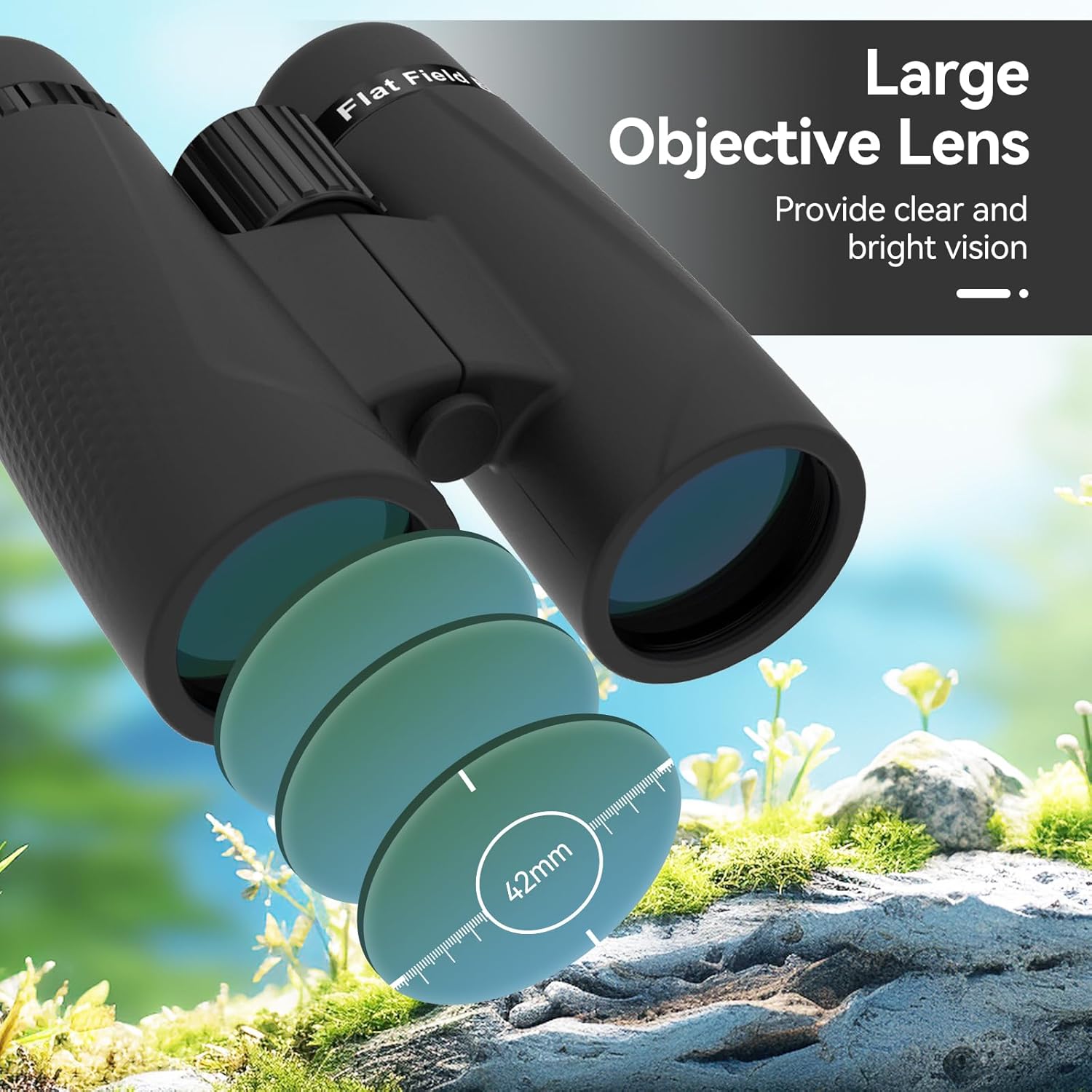 Detalle 2 de Svbony SA205 10x42 ED: binocolo per adulti con correzione del campo piatto, FMC e impermeabilità IP67