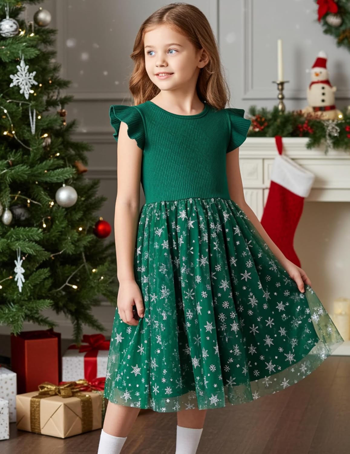 Detalle de PATPAT 580361 Girls' Tulle Tutu Dress, Cotton-Spandex Knit and Mesh