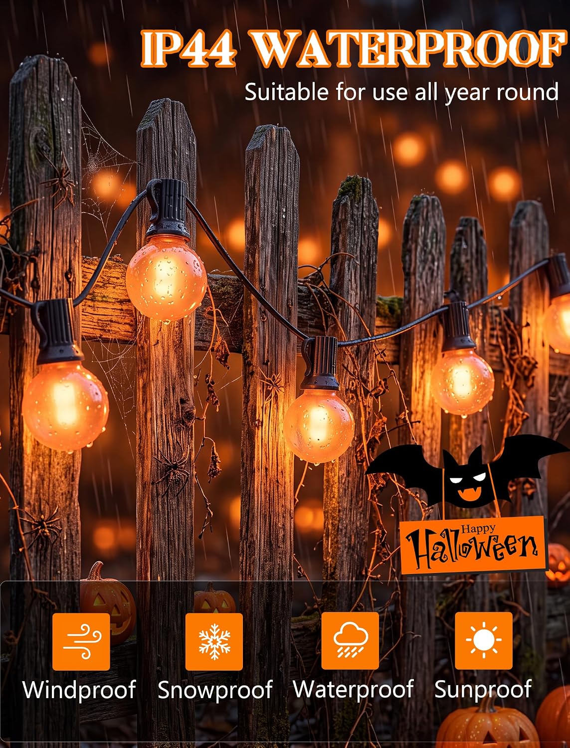 Detalle de Orange LED Outdoor String Lights 25-Foot