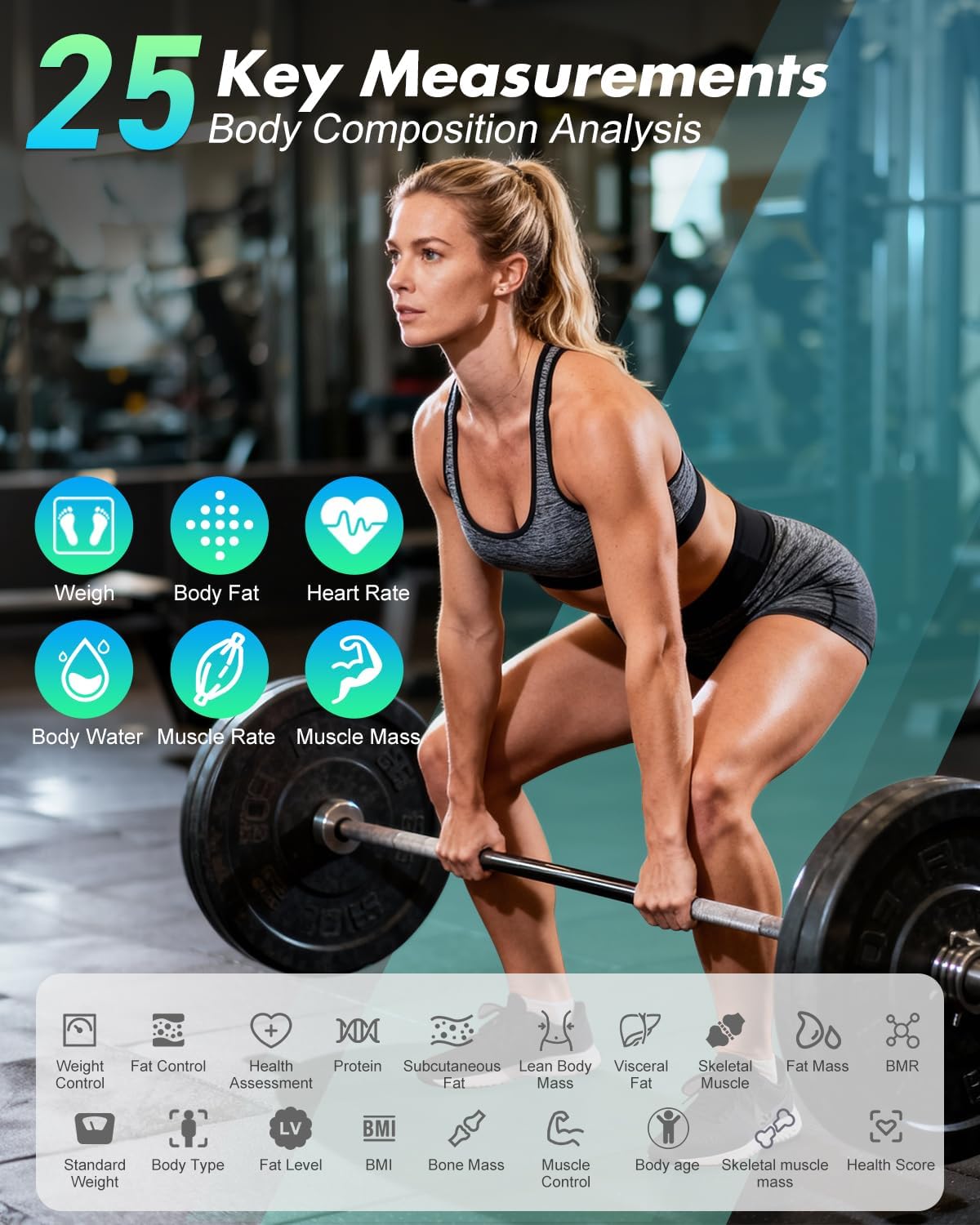 Detalle 2 de INSMART Smart Body Composition Scale with Colour Display, BMI and Heart Rate