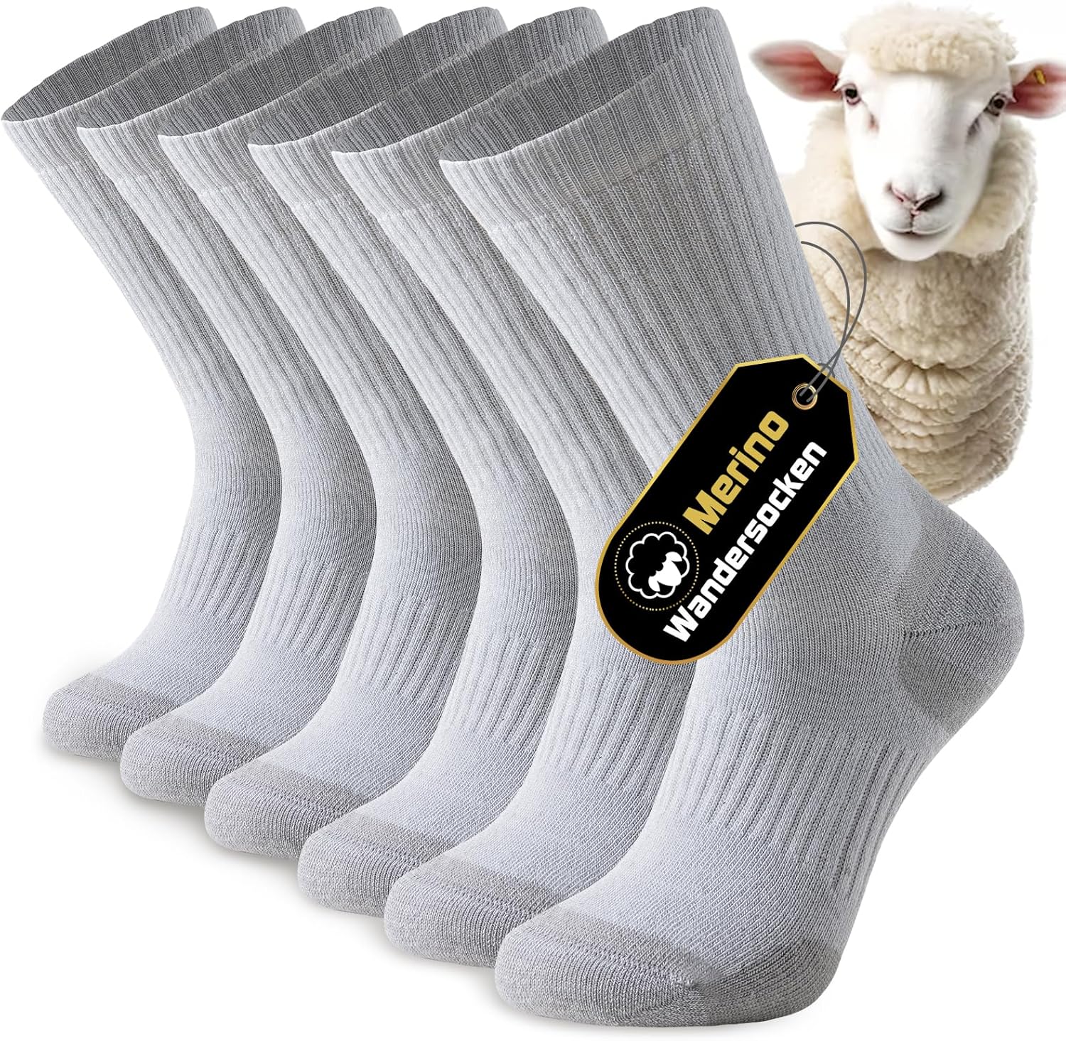 Detalle de Niorasen Merino Wandersocken für Herren & Damen (3 Paar) – Outdoor-Thermosocken mit Merinowolle
