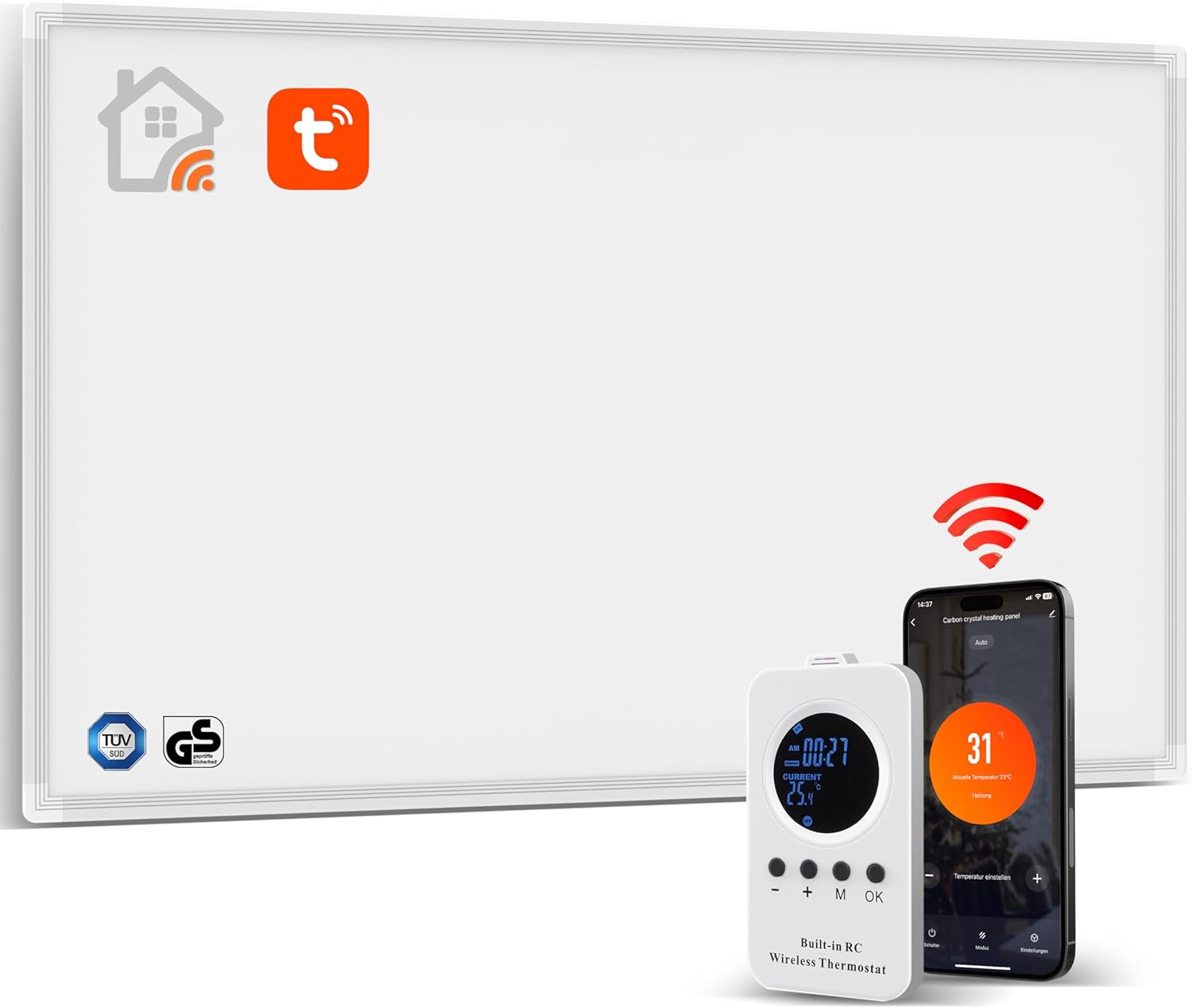 Behaglich Infrarotheizung 600 Watt – Wandmontage, WiFi-Thermostat, IP54, 10 Jahre Garantie
