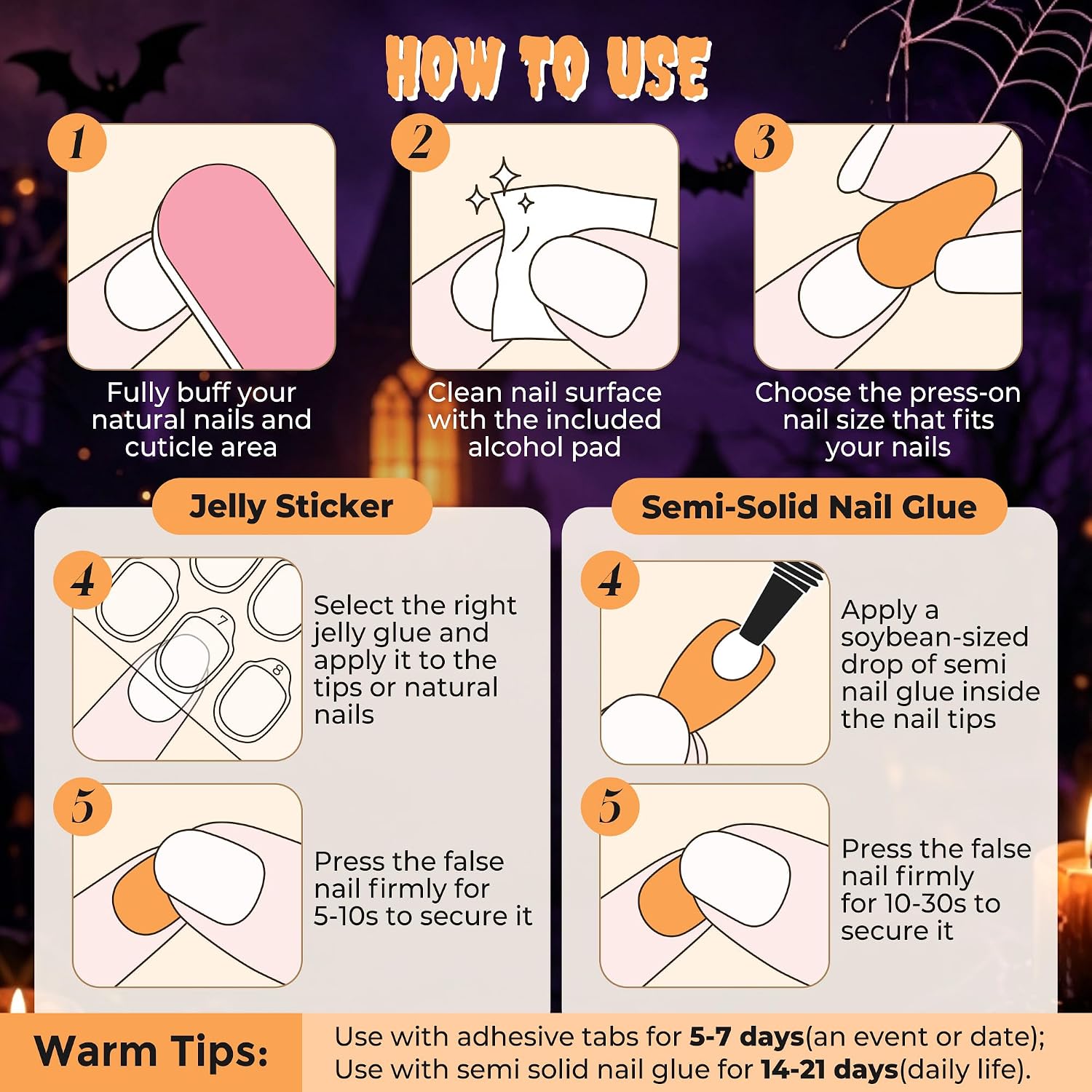 Thumbnail 6 de UNA GELLA UG-BX014 Halloween Press-On Nails, Short Squoval, 32 Pieces