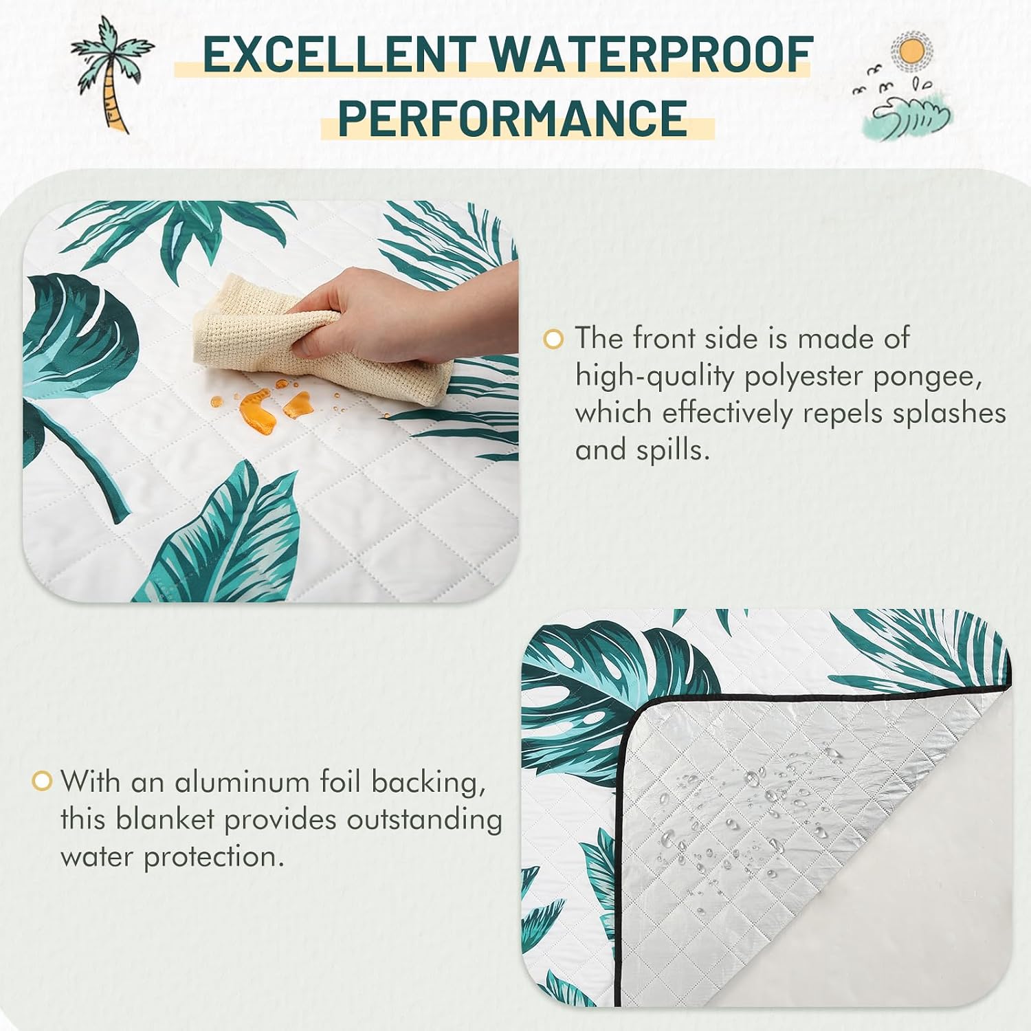 Detalle 2 de Aptliton Picnic Blanket 200 x 200 cm – Large Waterproof Mat with Carry Strap