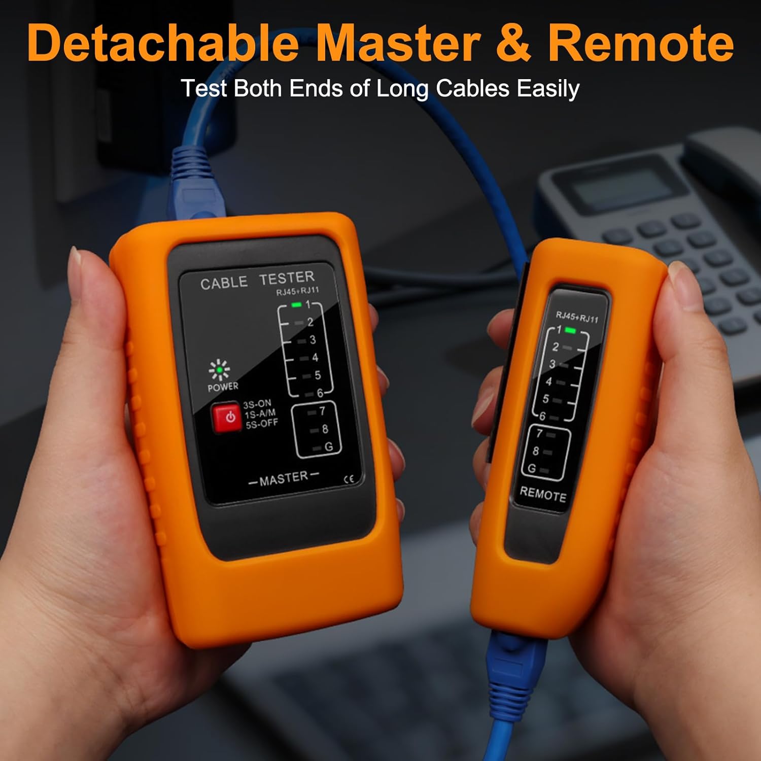 Thumbnail 6 de Hiija Netzwerkkabel-Tester RJ11/RJ45 & ISDN mit PoE (bis 300 m) für CAT6/7/8