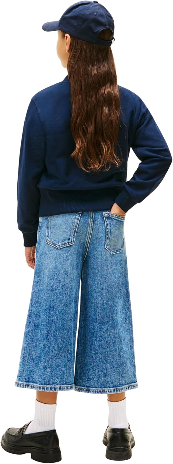 Detalle de Tommy Hilfiger High Rib Hem Crew Neck KG0KG08989 felpa pullover bambine e ragazze