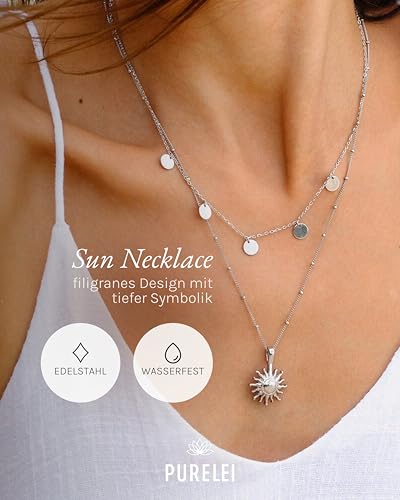 Detalle de Purelei Sun Kette (Silber) – Halskette Damen aus langlebigem Edelstahl