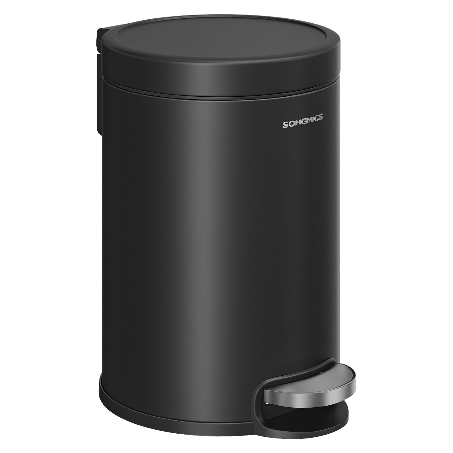 Detalle de SONGMICS Cestino da Bagno a Pedale LTB013BZ01 da 3 L in acciaio nero, con coperchio a chiusura morbida