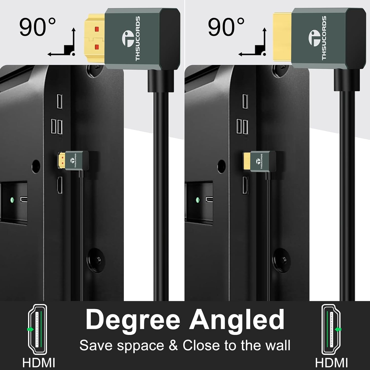 Thumbnail 3 de Thsucords ultradünner HDMI 2.1 Winkelstecker (90°) 8K/4K für PS5 & 4K-120Hz, 2 m