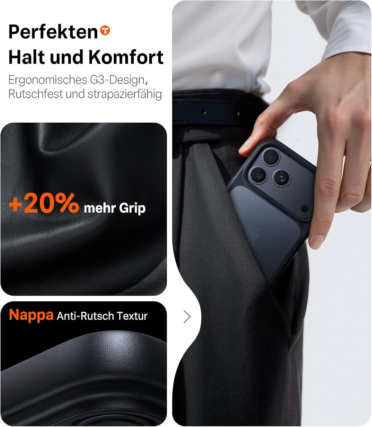 Thumbnail 5 de TORRAS Guardian Hülle für iPhone 17 Pro Max – Militärschutz, 360°-Kameraschutz, matt-transluzent