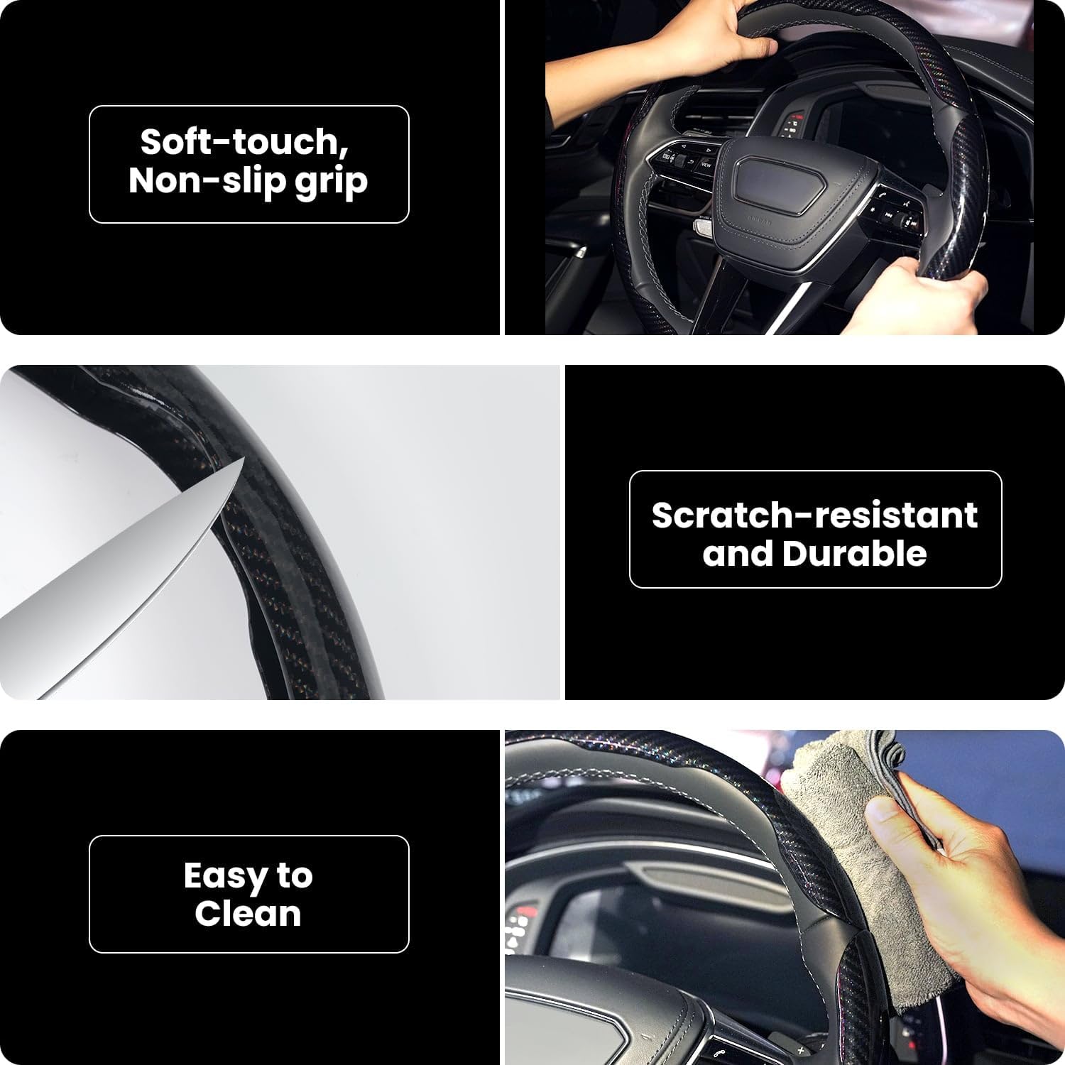 Thumbnail 3 de Hiseanllo Carbon Fiber Steering Wheel Cover 14-16 in