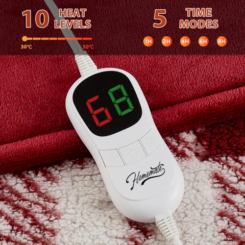 Detalle de Homemate Corded Heated Throw with Five Heat Settings and LCD Controller