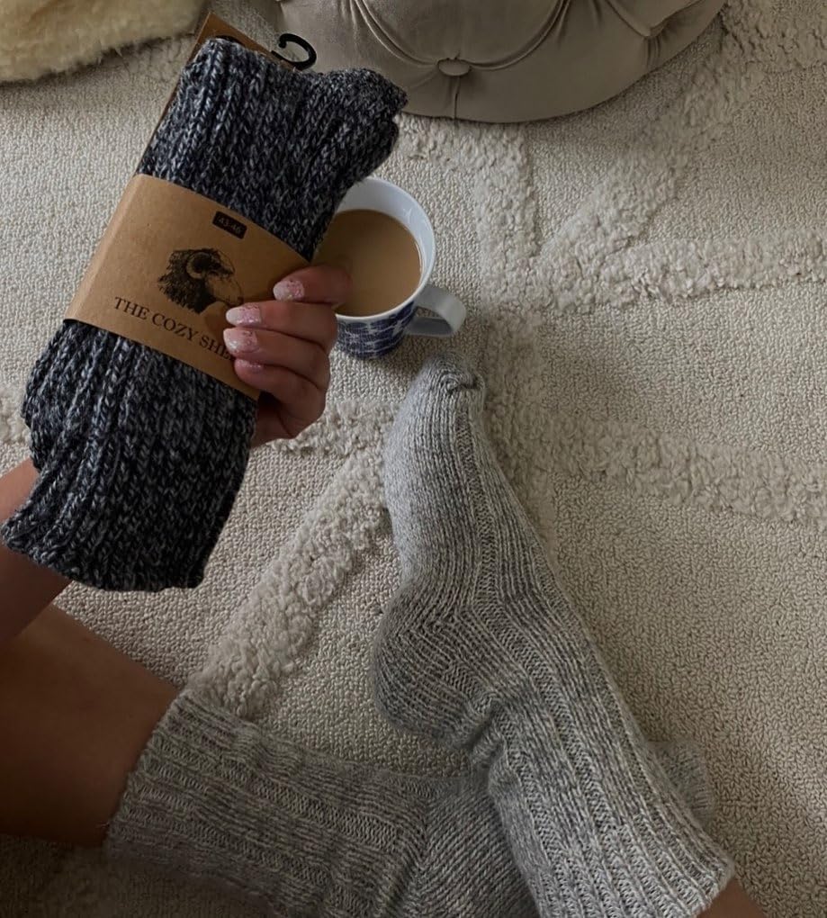 Thumbnail 3 de THE COZY SHEEP Lot de 3 paires de chaussettes en laine chaudes (taille 39-42) – style norvégien