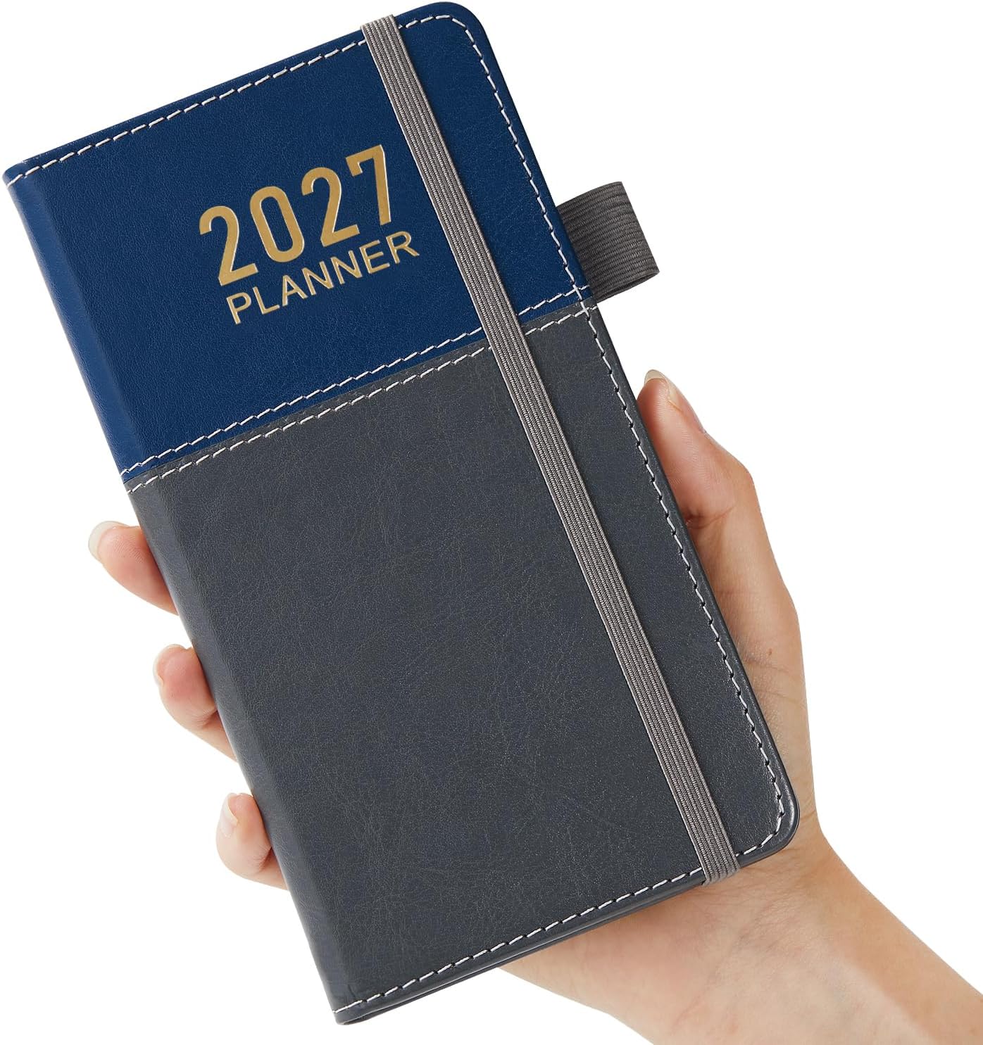 Detalle de PLANNITY 2027 Pocket Planner, Weekly and Monthly, 3.8 x 7-Inch Leather Cover