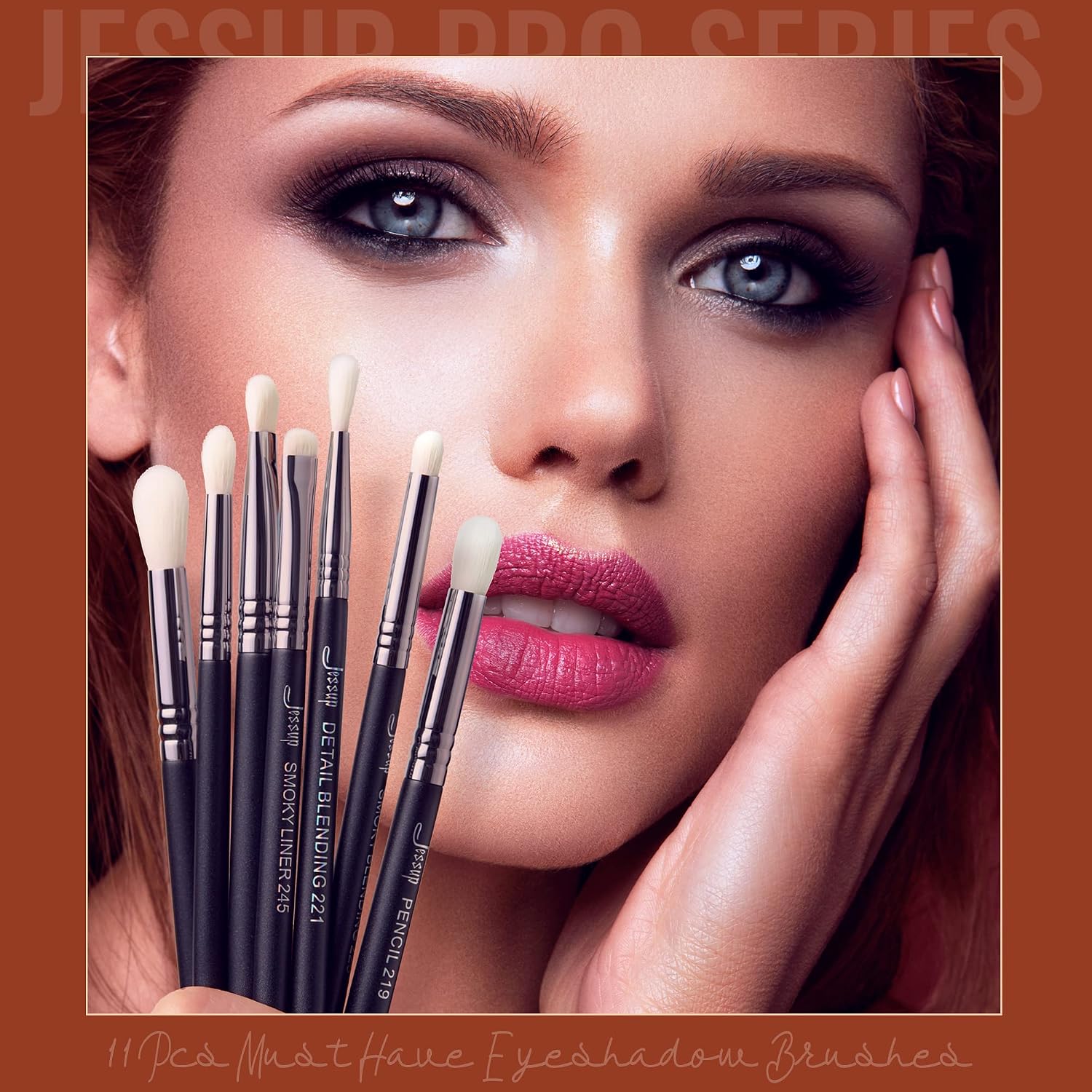 Detalle de Jessup Set de pinceaux maquillage pour fard à paupières 11 pièces (dont pinceau estompeur, anti-cernes yeux) – Nior T340