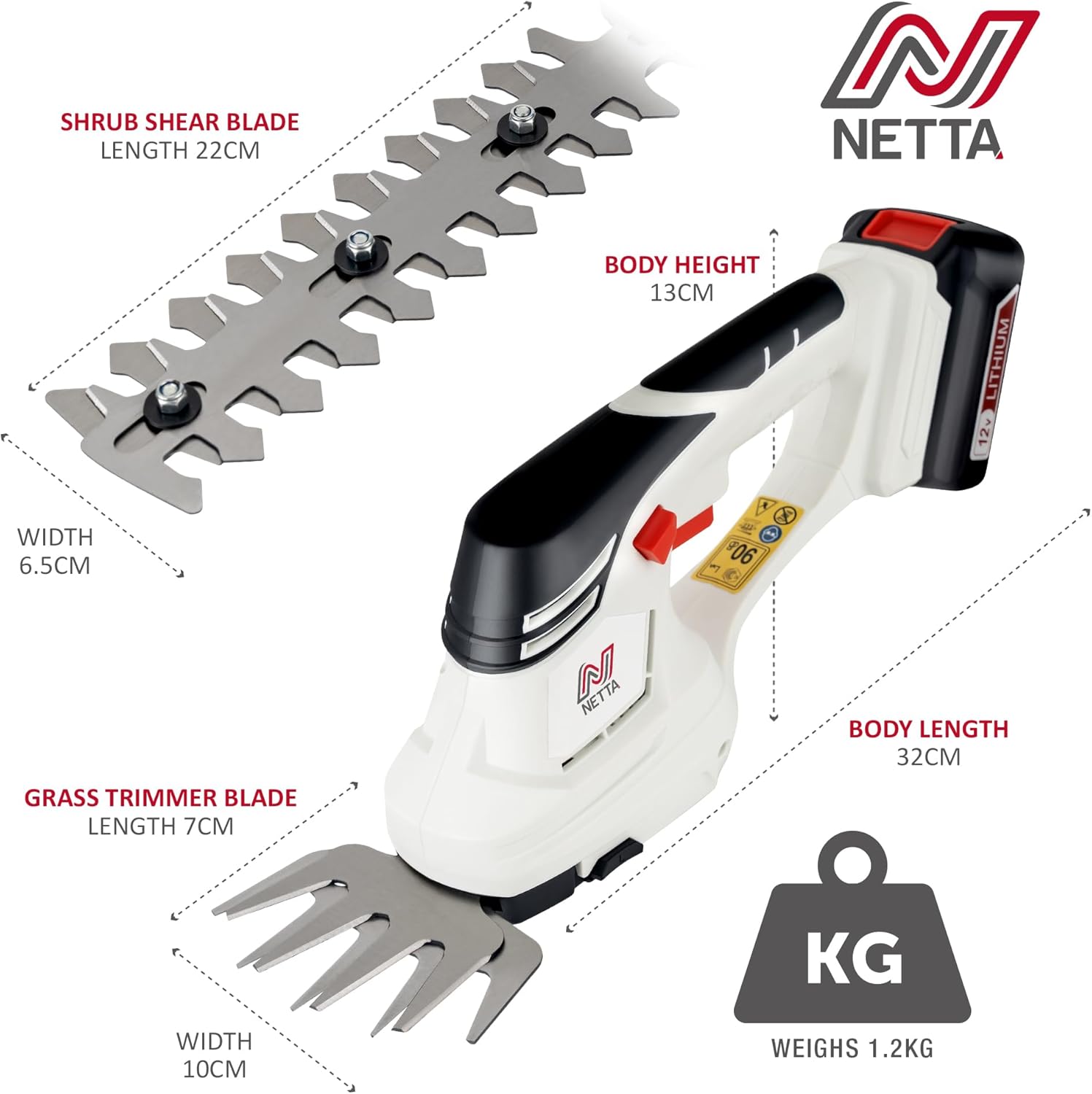 Thumbnail 6 de NETTA 2-in-1 Cordless Hedge Trimmer 12V