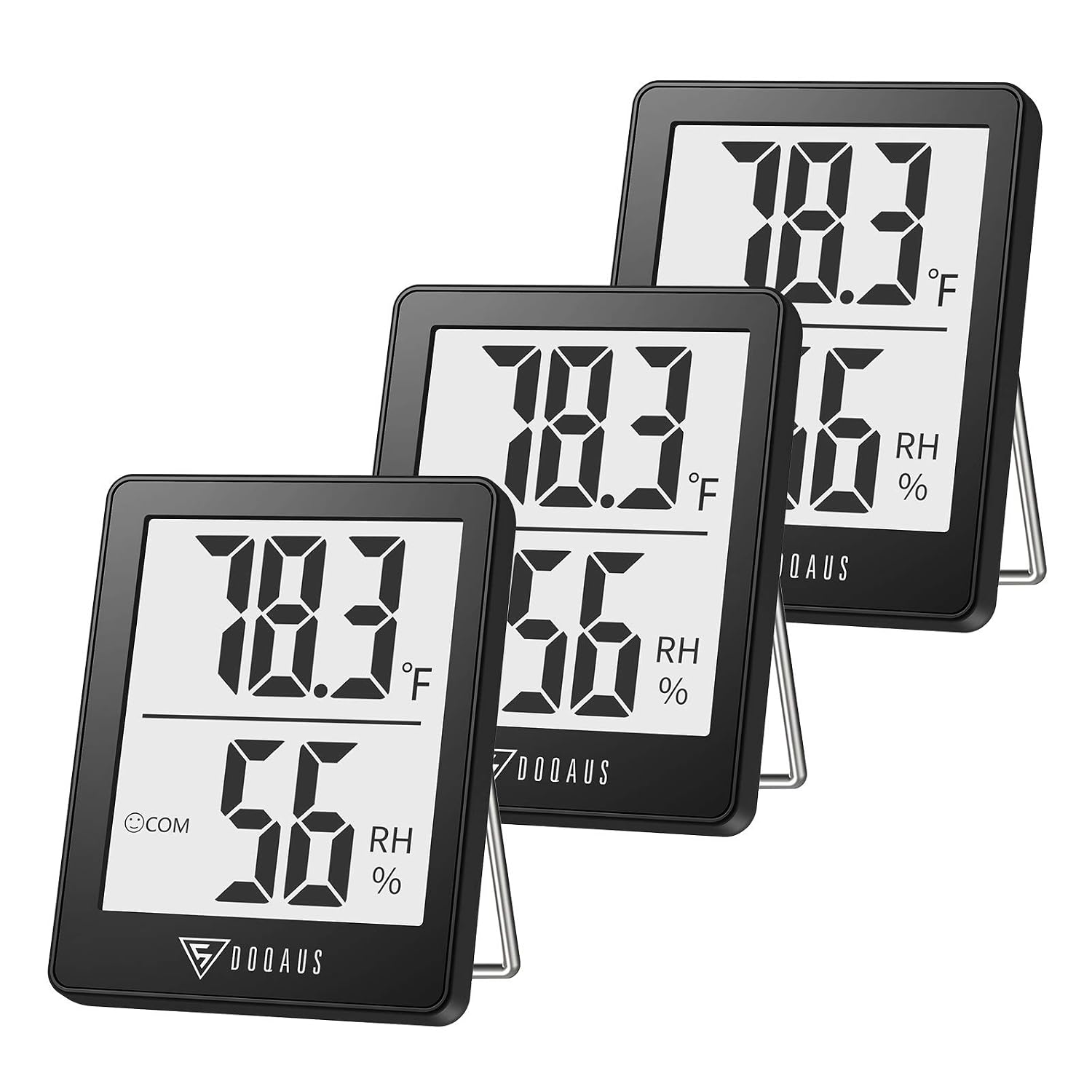Detalle de DOQAUS 3-Pack Digital Hygrometer and Indoor Thermometer, Black