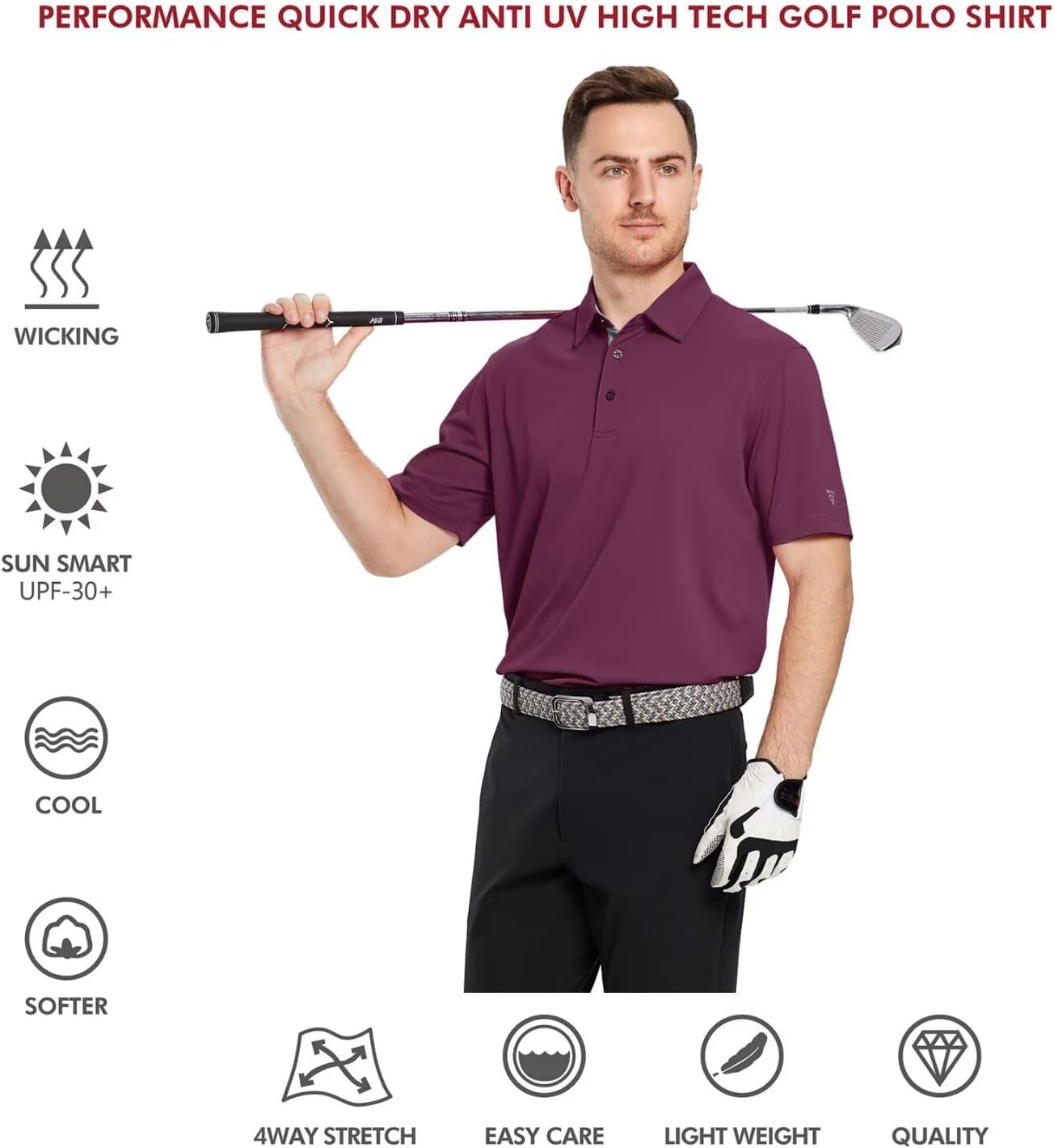 Detalle 2 de M MAELREG Men’s Golf Polo Shirt, Piqué Fabric, UPF 30+ and 4-Way Stretch
