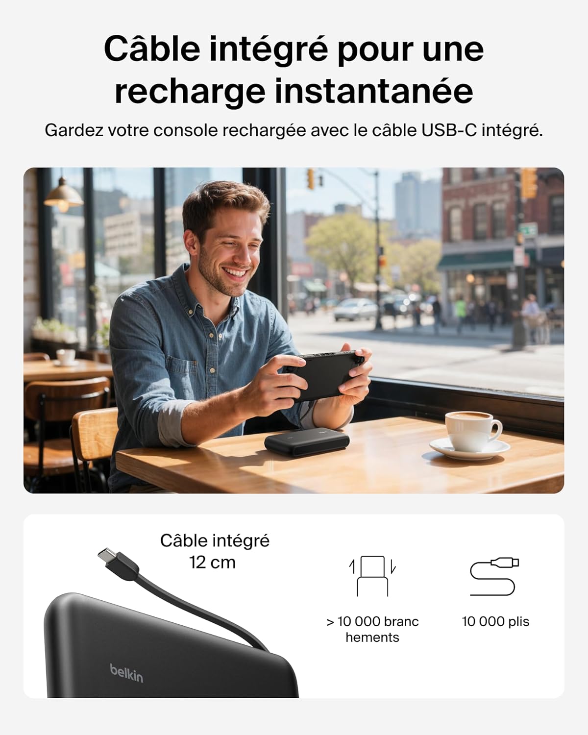 Thumbnail 4 de Belkin Batterie Externe Gaming 20000 mAh 30 W avec câble USB-C intégré (noir)