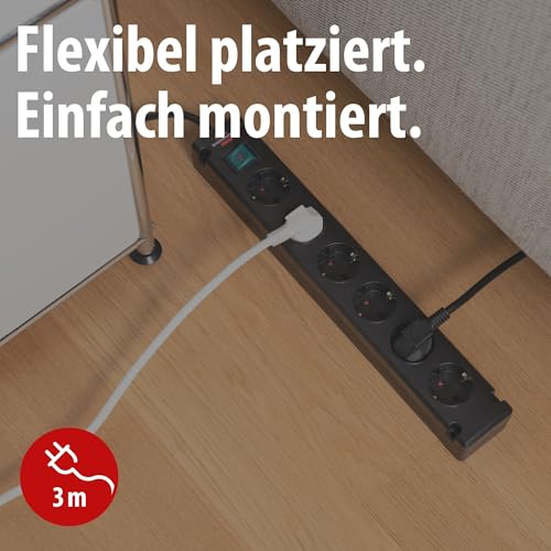 Detalle de Brennenstuhl Bremounta 6-Fach-Steckdosenleiste mit Schalter – sichere Wandmontage