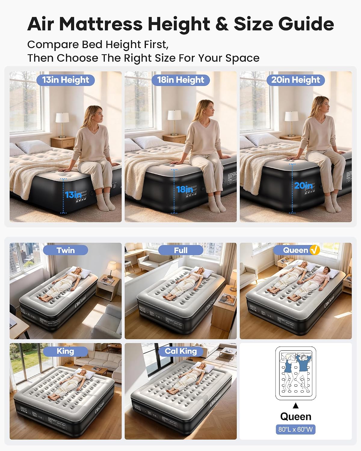 Thumbnail 5 de OhGeni Air Mattress Queen 18 Raised