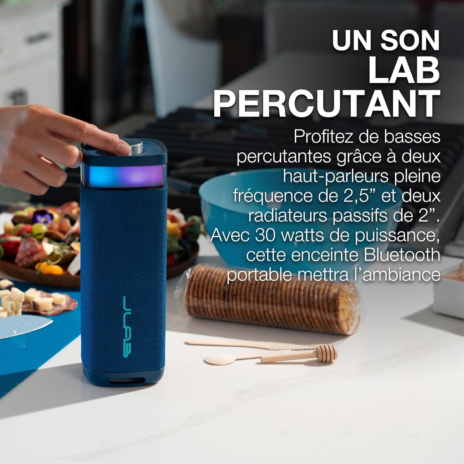 Thumbnail 2 de JLab JBuds Party : enceinte Bluetooth portable 30W avec lumières RGB et autonomie jusqu’à 12+ h (IP56)