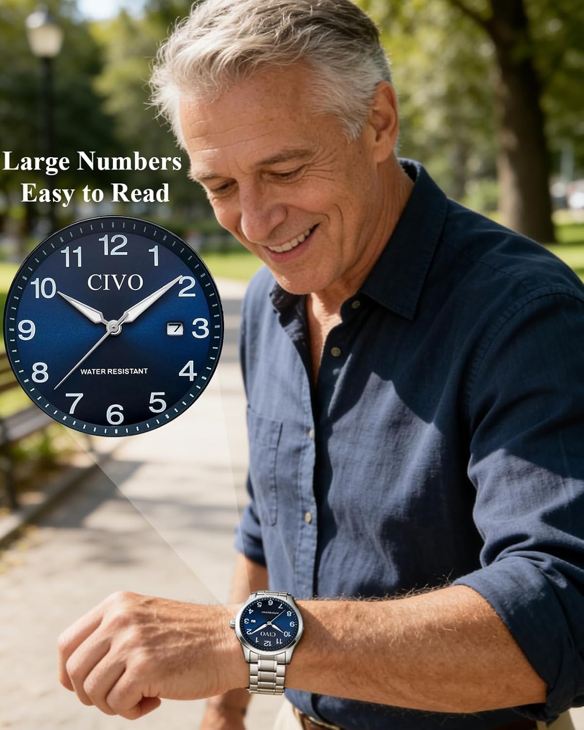 Thumbnail 2 de CIVO Herrenuhr Analog QI Quarz Datum, wasserdicht