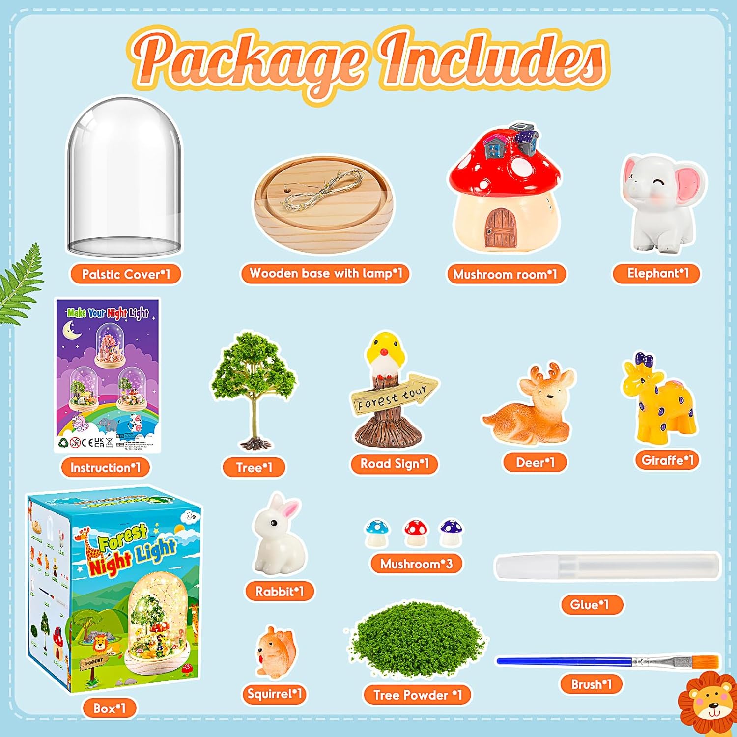 Thumbnail 3 de HappyGoLucky DIY-Tier-Nachtlicht-Set für Kinder ab 3 Jahren (Tier-Motive & Holzsockel)