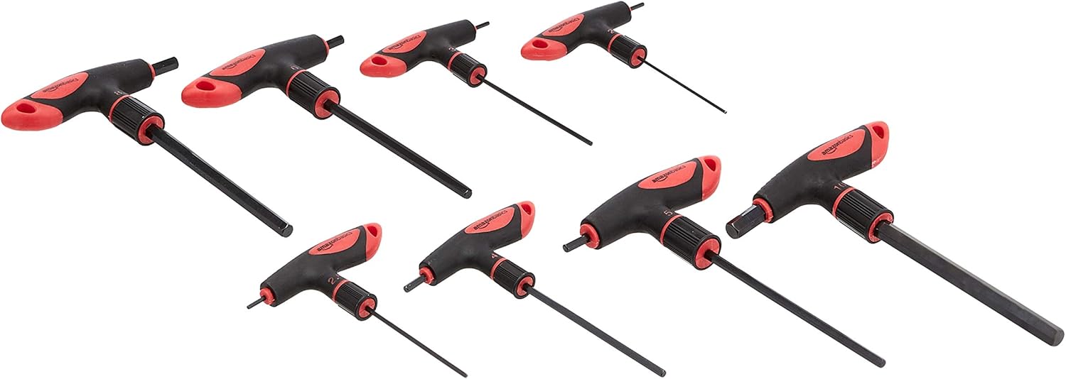 Detalle de Amazon Basics T-Handle Hex Key Set, 8 Pieces (2–10 mm)